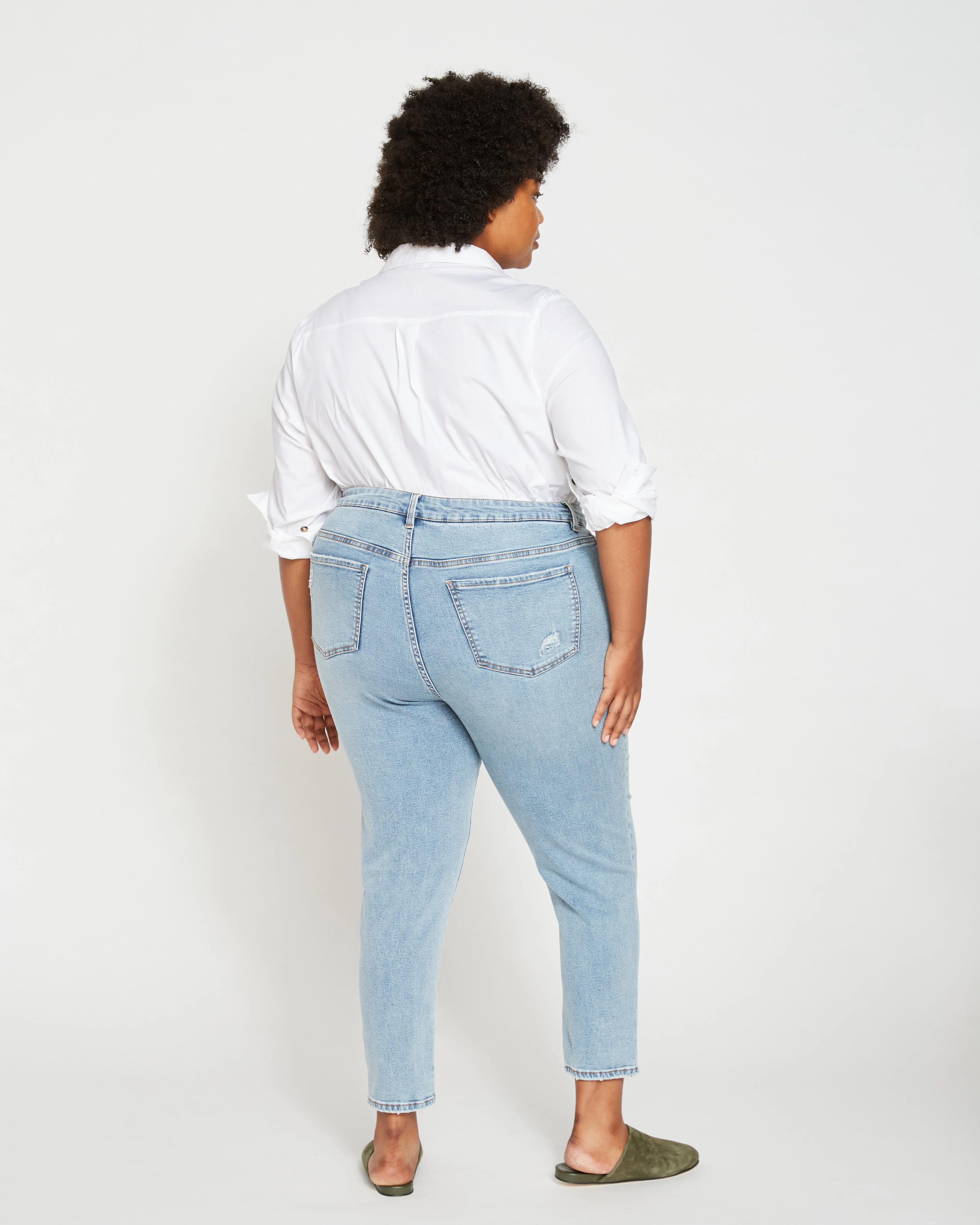 Seine High Rise Skinny Jeans 27 Inch - Distressed Light Blue - Image 5