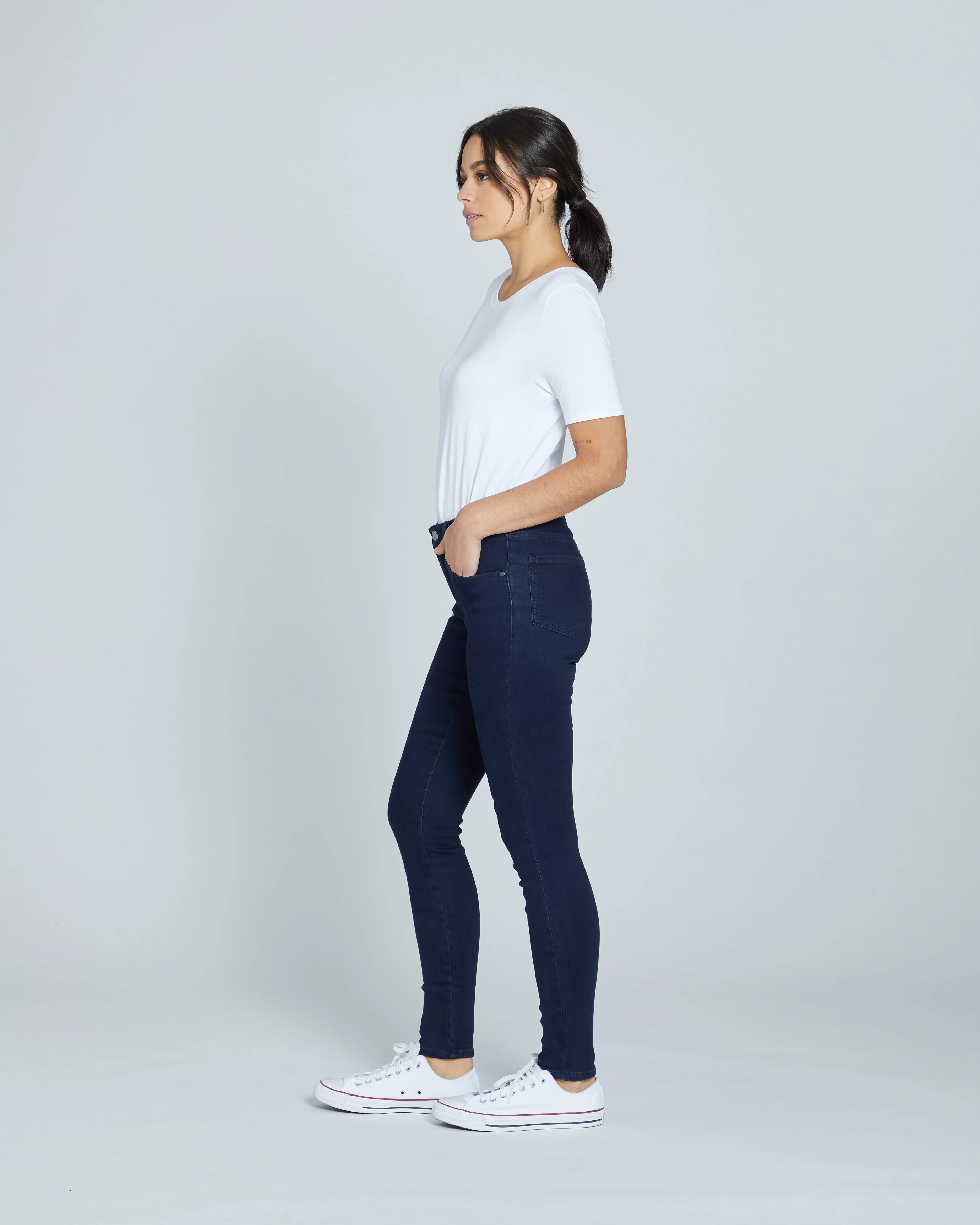 Seine High Rise Skinny Jeans 32 Inch - Dark Indigo - Image 4