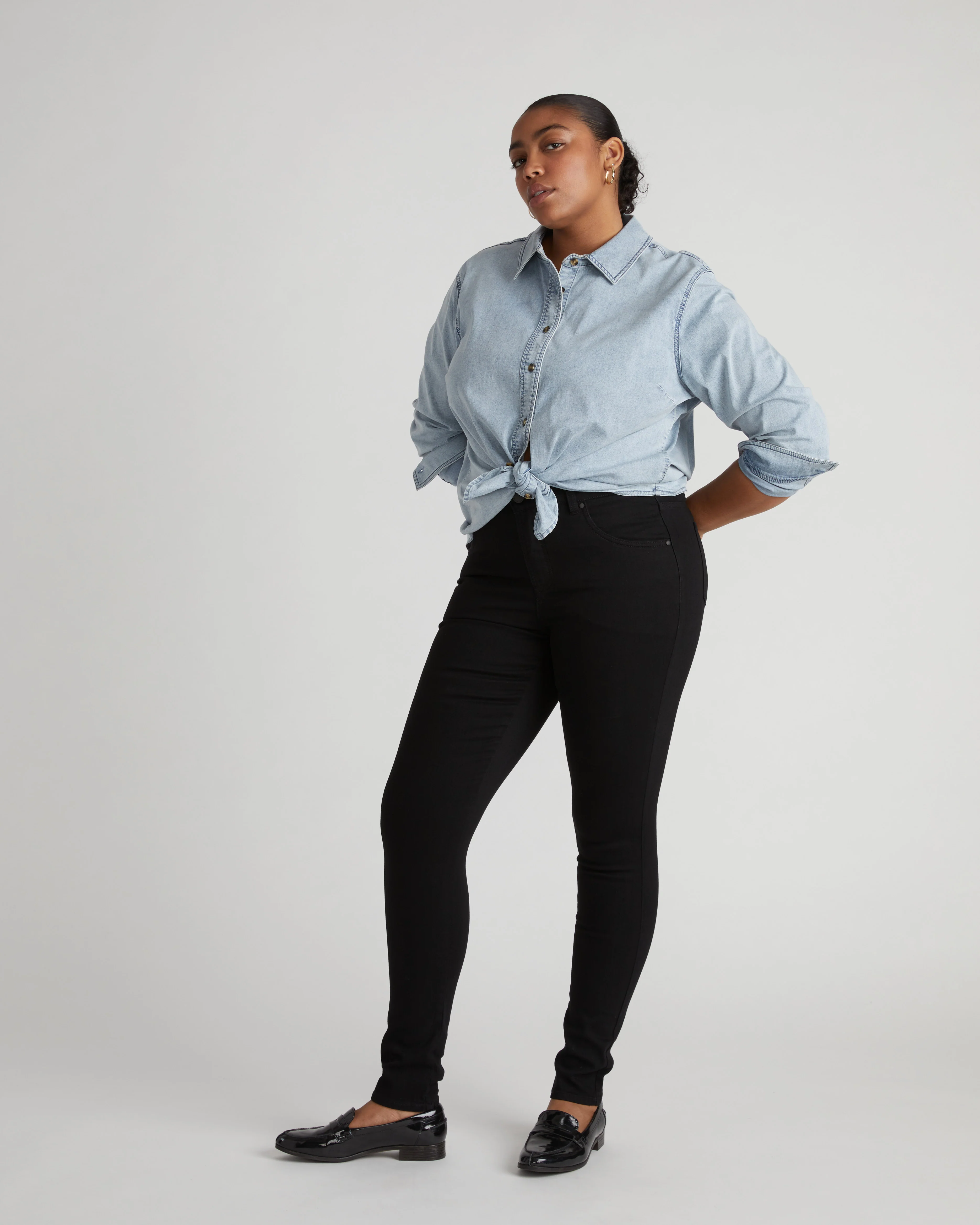 Seine High Rise Skinny Jeans 32 Inch - Jet Black - Image 3