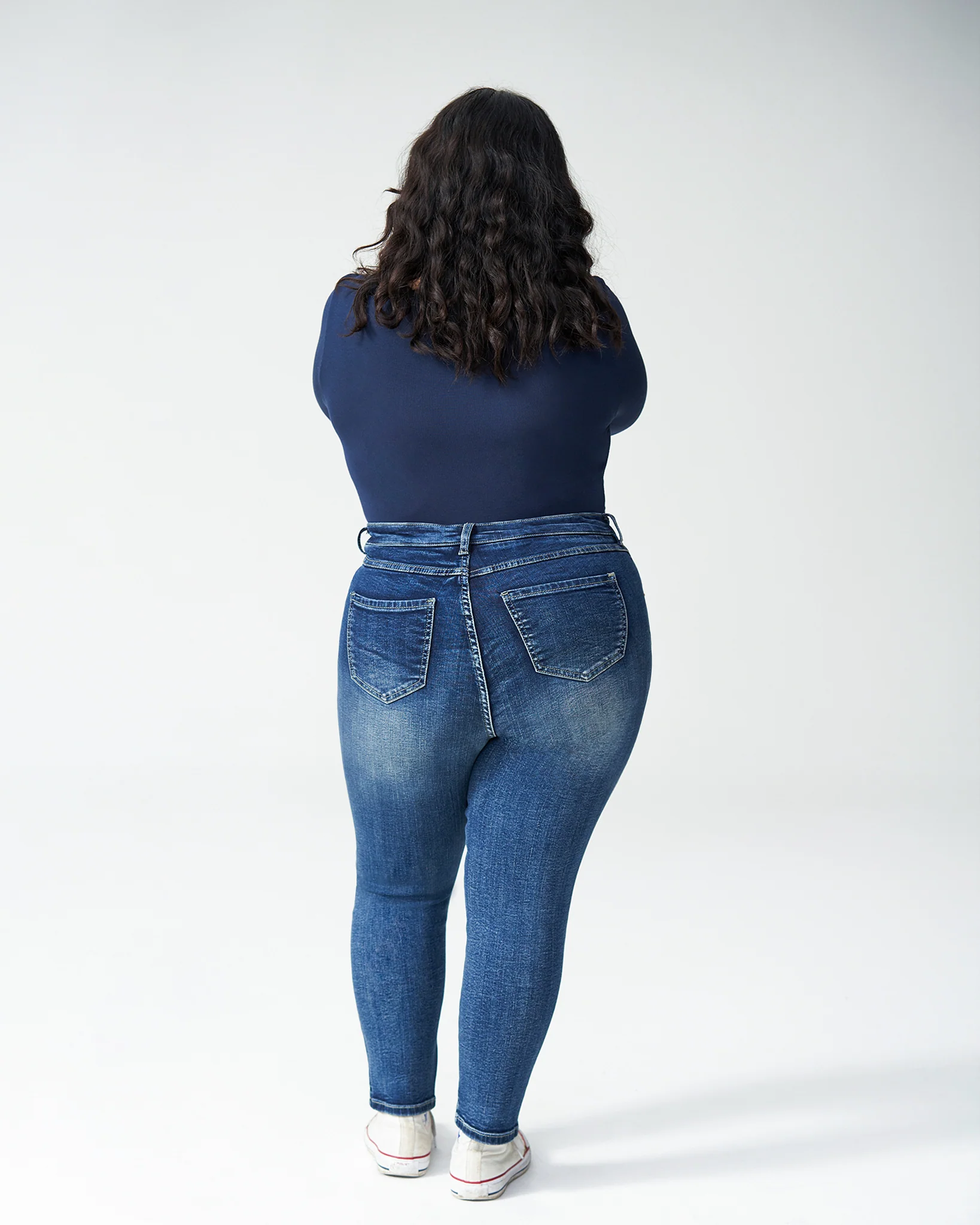 Seine High Rise Skinny Jeans Petite - Distressed Blue - Image 3