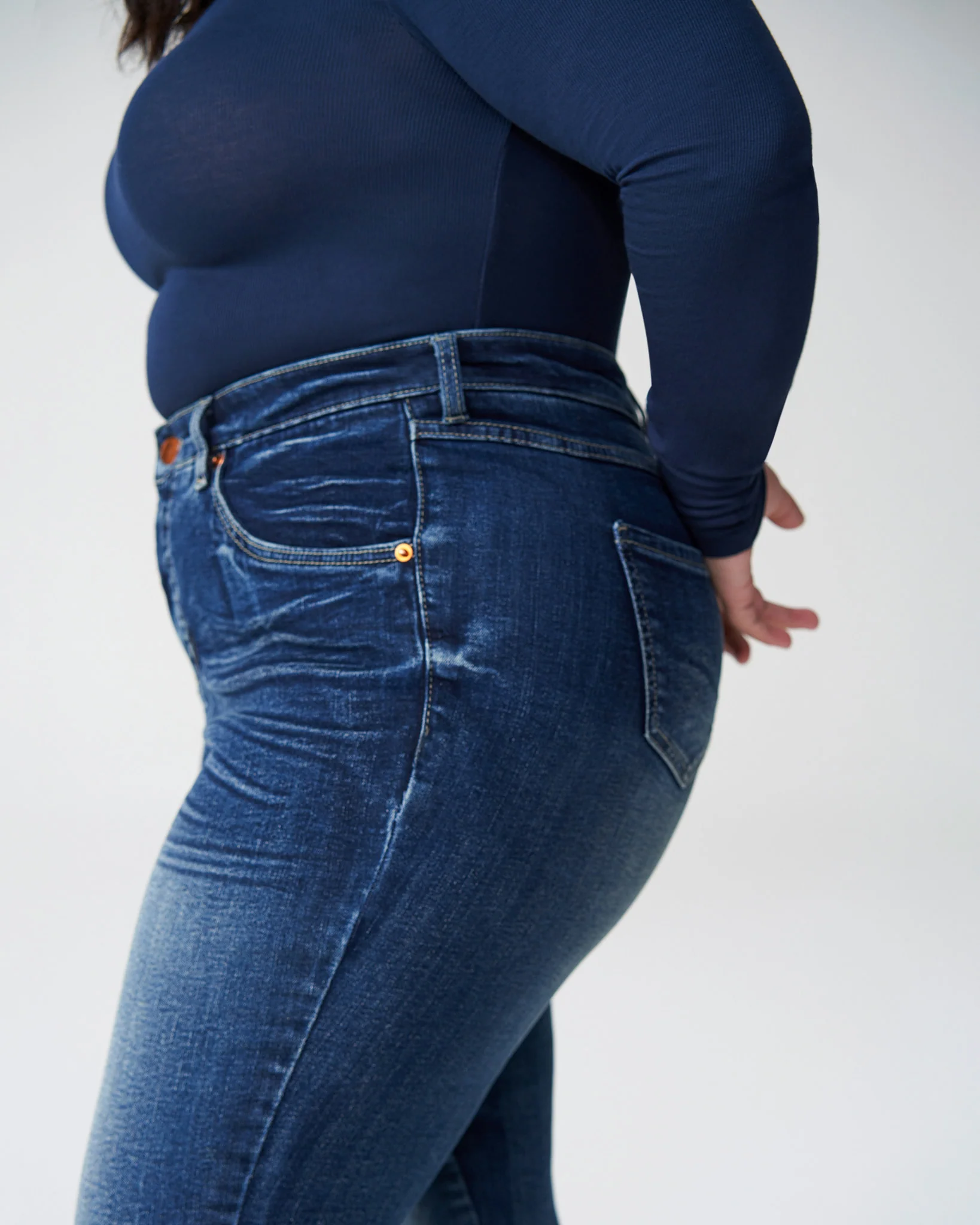 Seine High Rise Skinny Jeans Petite - Distressed Blue - Image 4