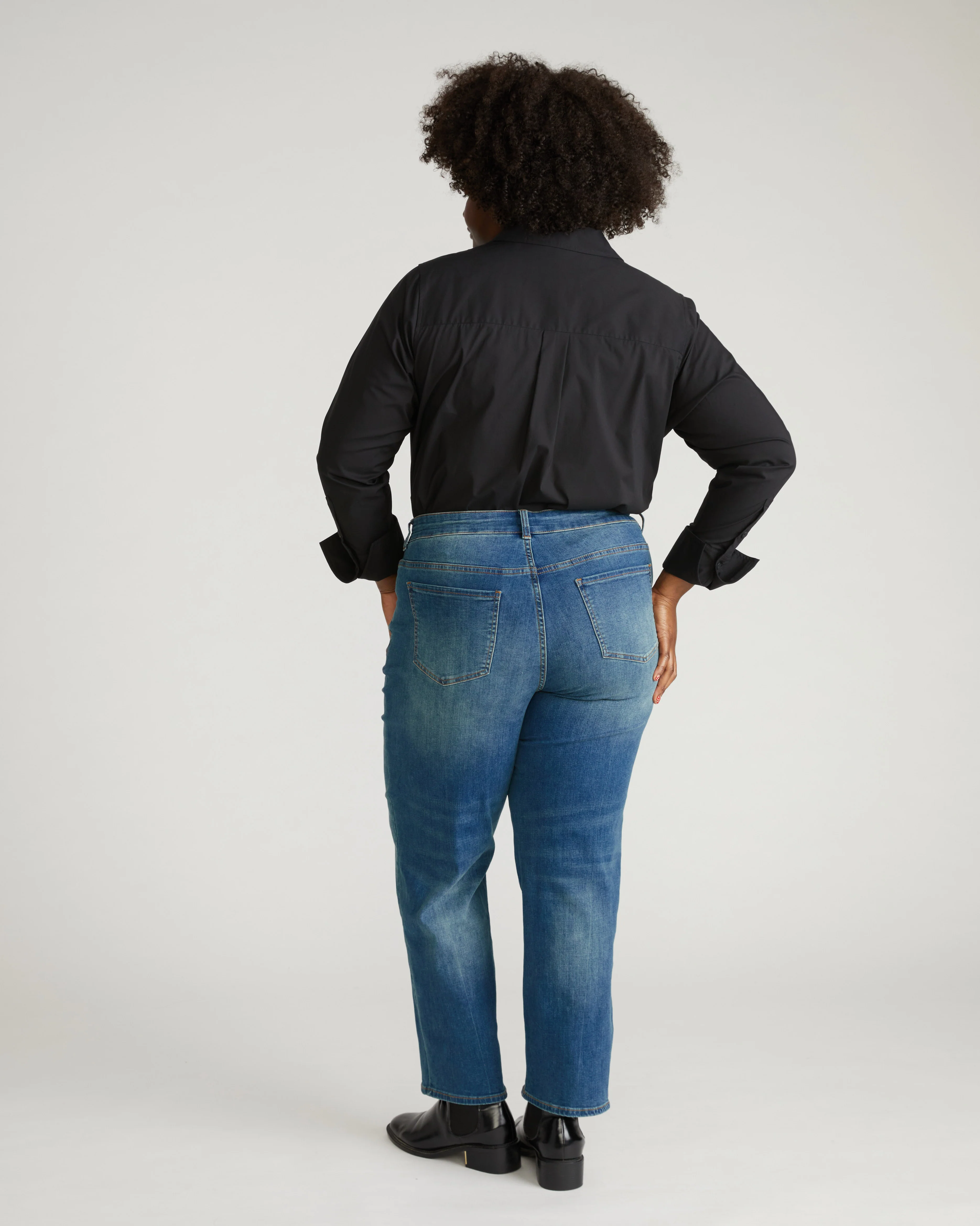 Seine High Rise Straight Leg Jean 29 Inch - Washed Vintage Indigo - Image 4