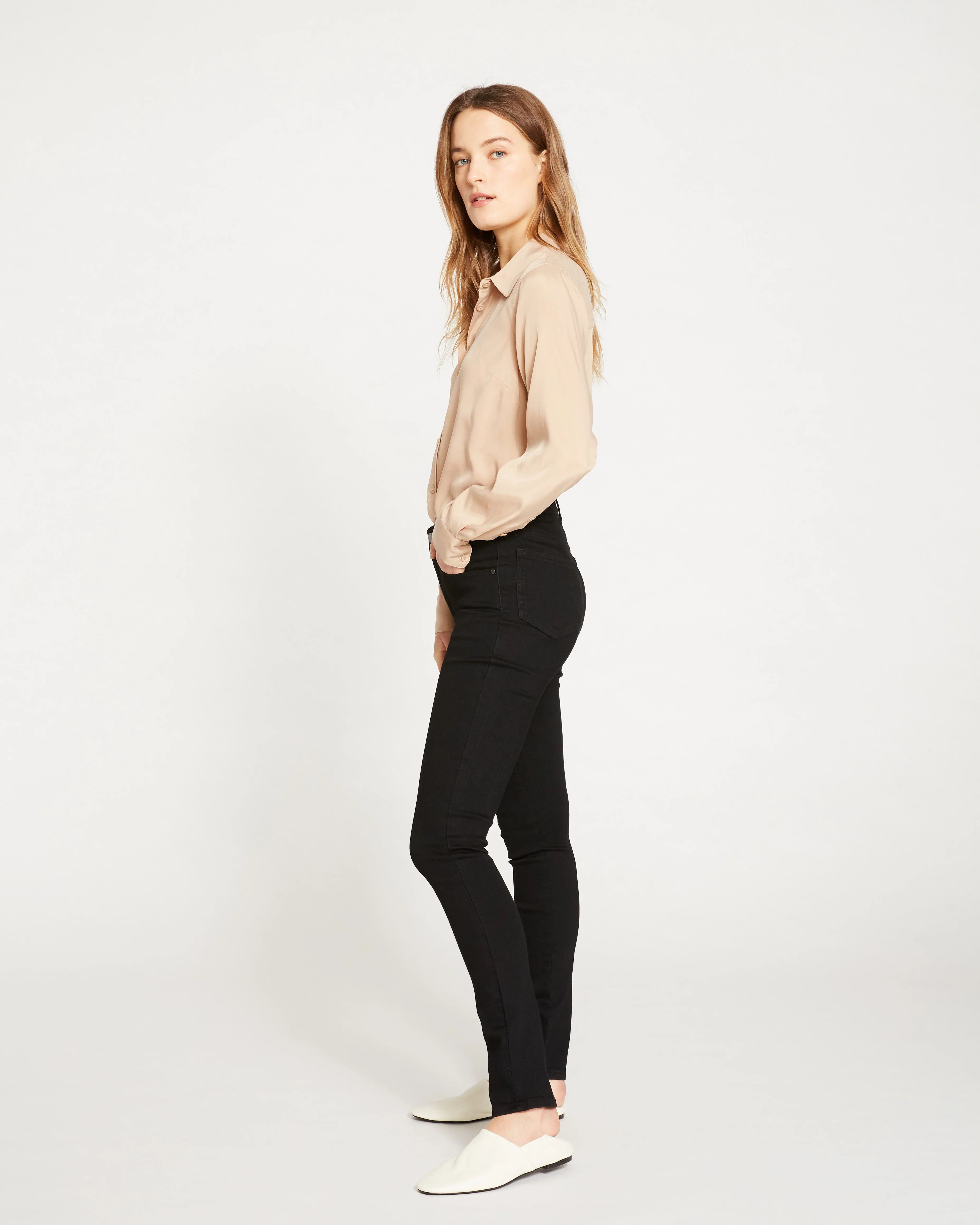 Seine Mid Rise Skinny Jeans 32 Inch - Black - Image 4