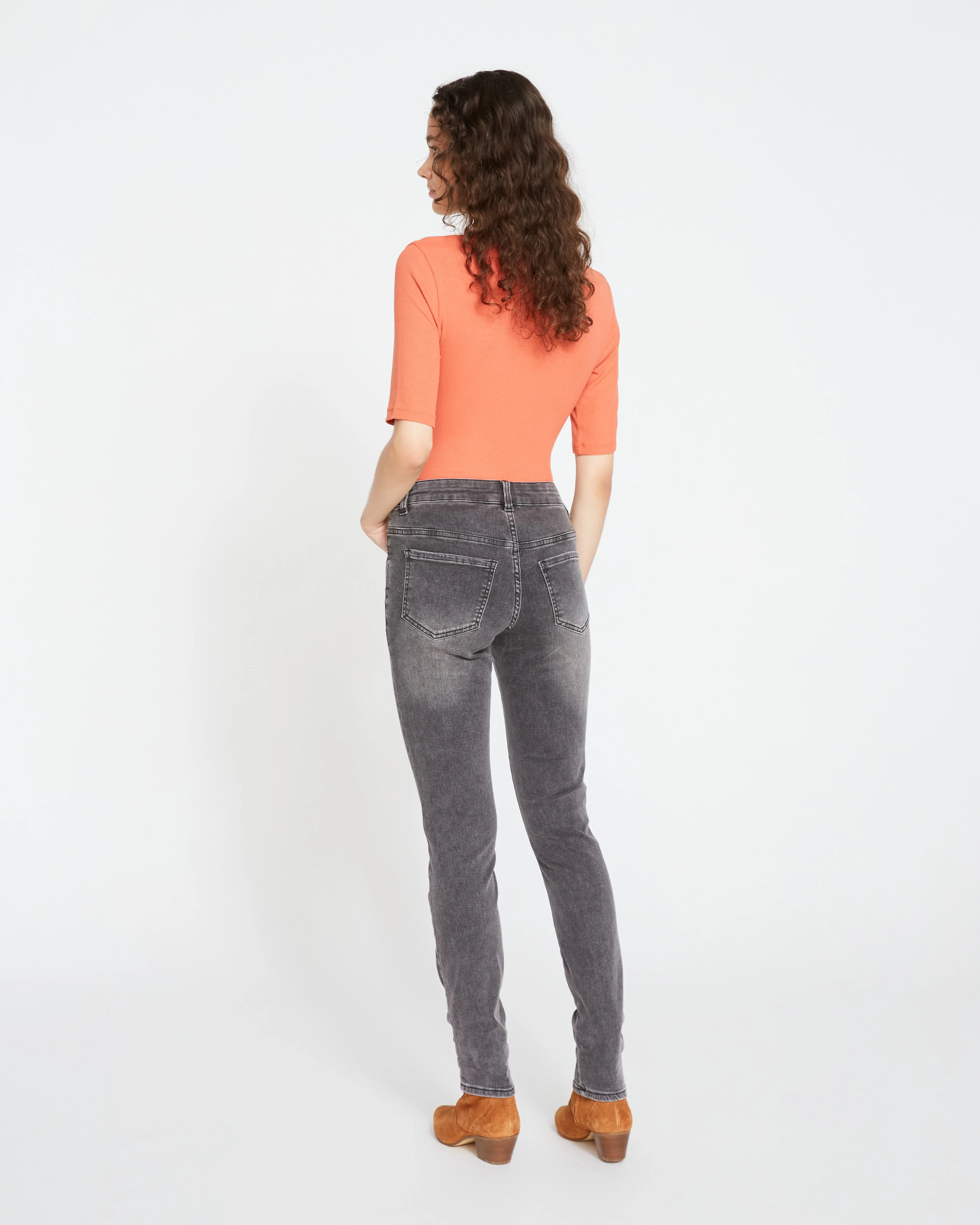 Seine Mid Rise Skinny Jeans 32 Inch - Distressed Black - Image 5