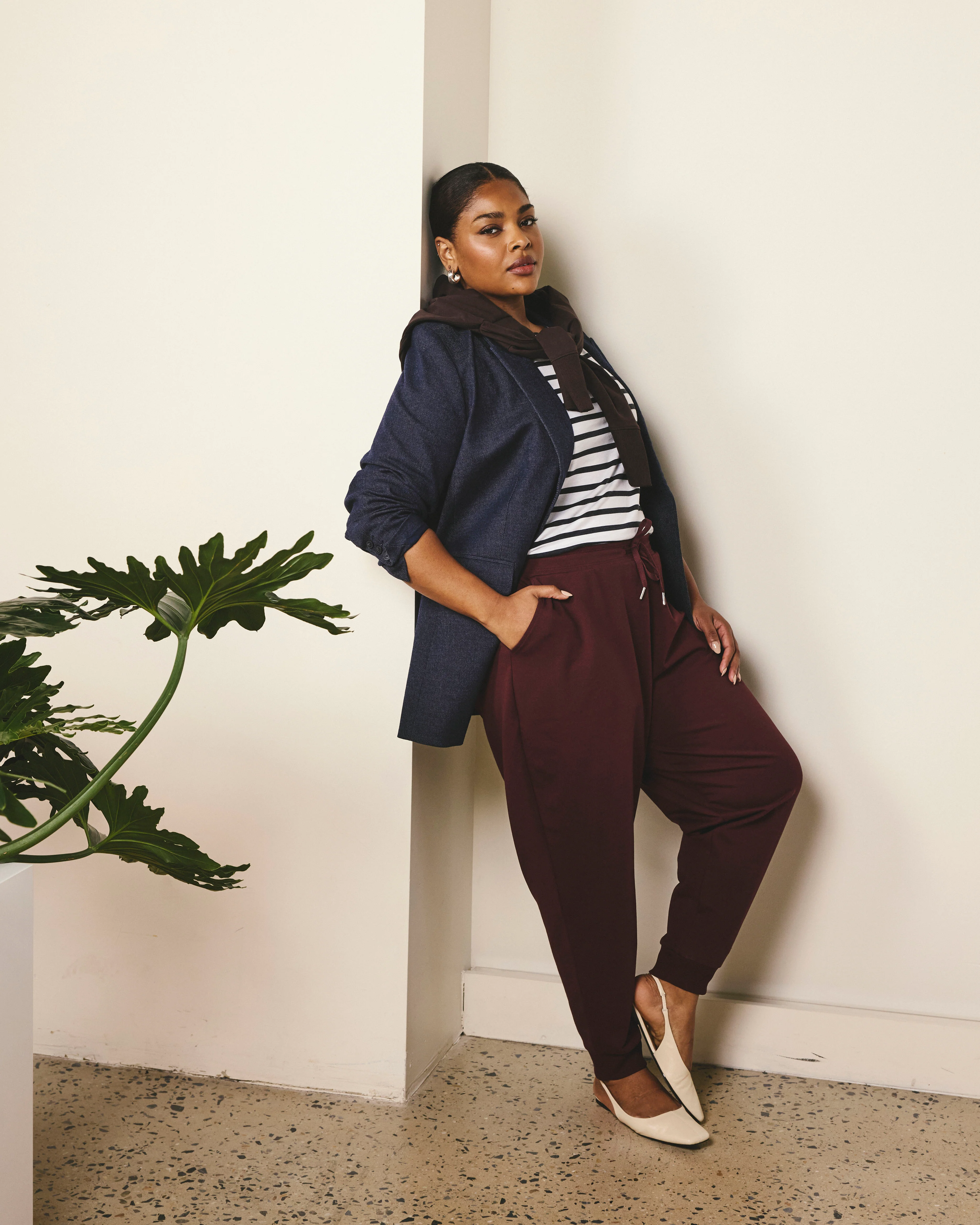 Selma French Terry Jogger - Black Cherry - Image 2