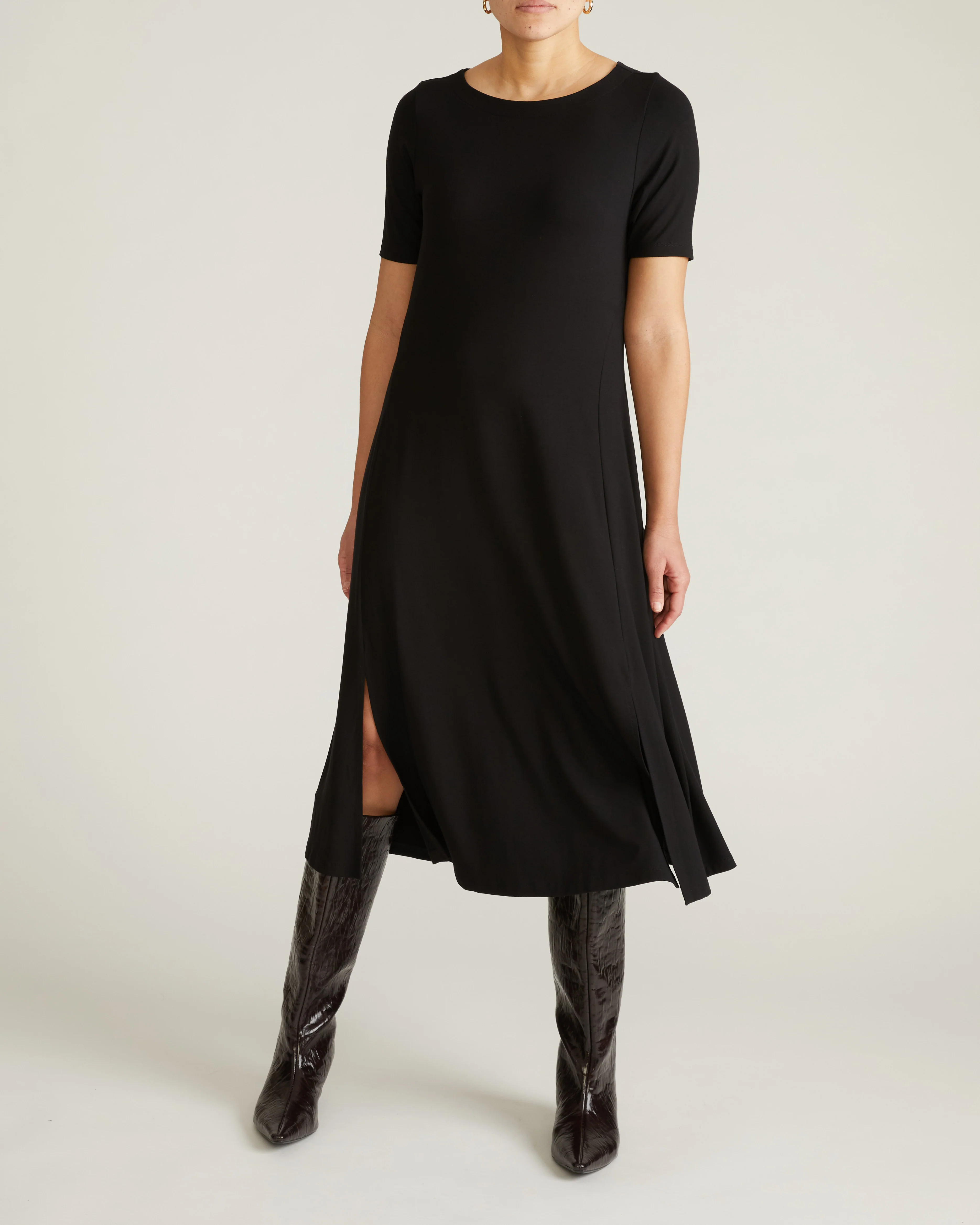 Serena Boatneck Divine Jersey Dress - Black - Image 2