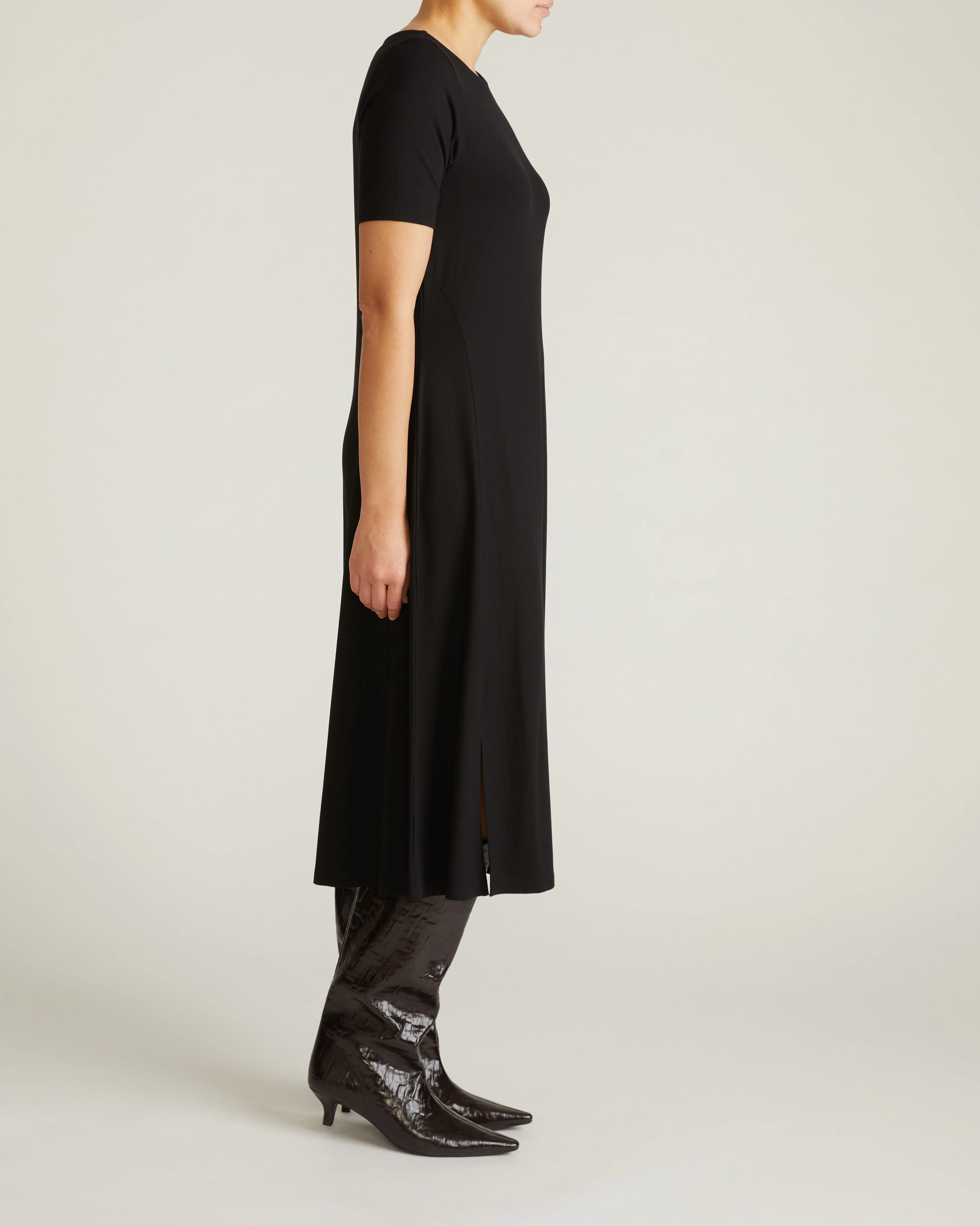 Serena Boatneck Divine Jersey Dress - Black - Image 3