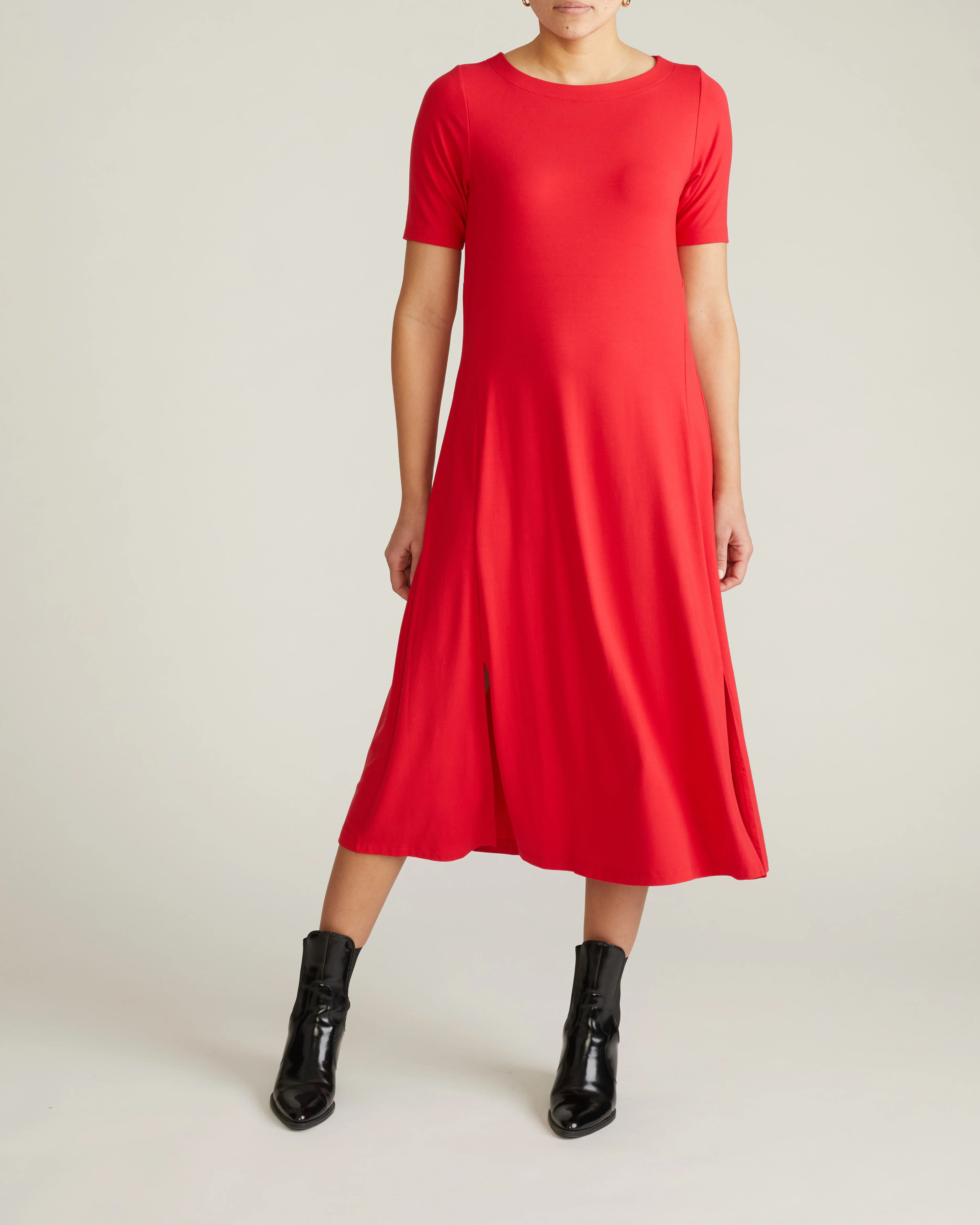 Serena Boatneck Divine Jersey Dress - Lipstick - Image 2