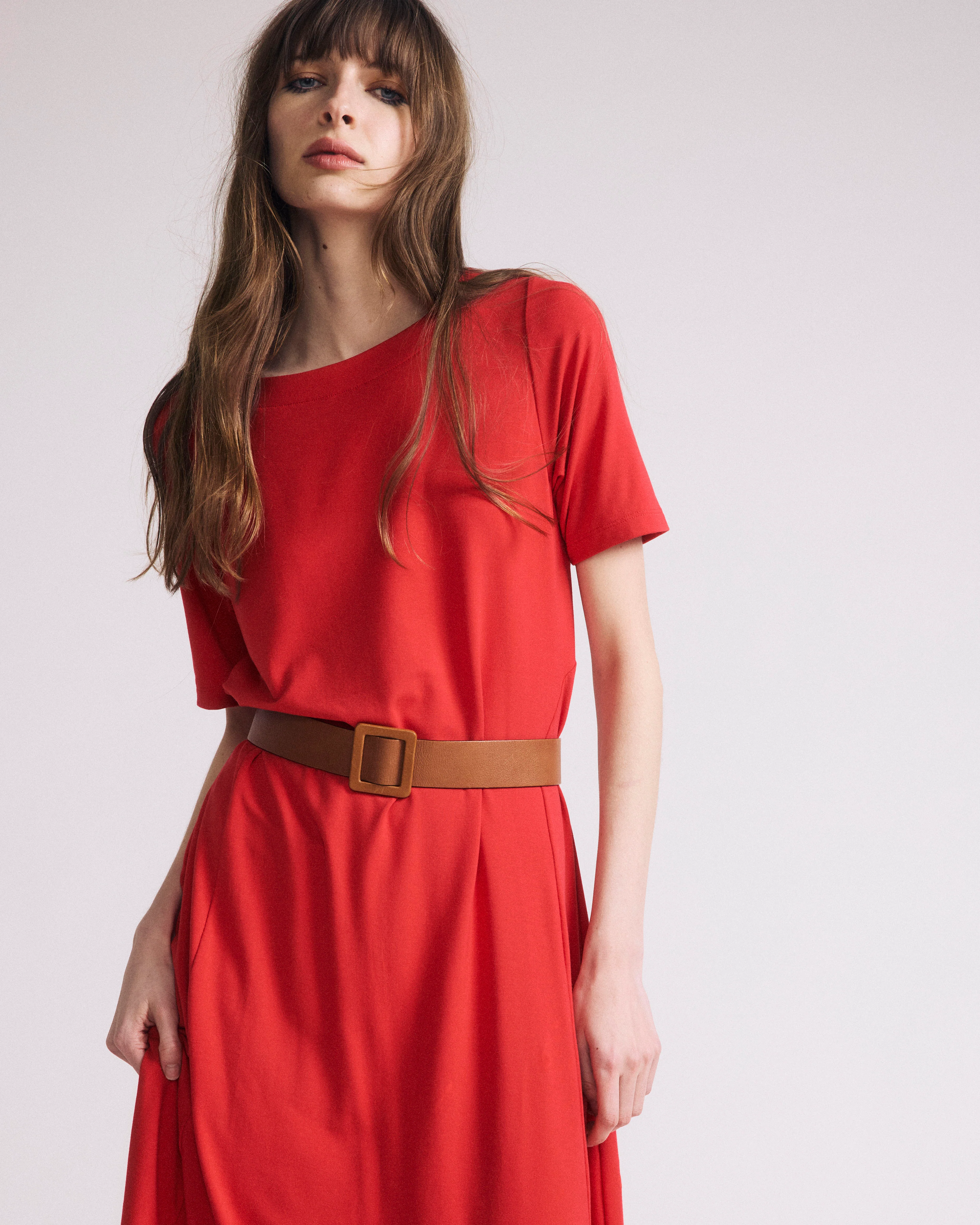 Serena Boatneck Divine Jersey Dress - Lipstick - Image 3