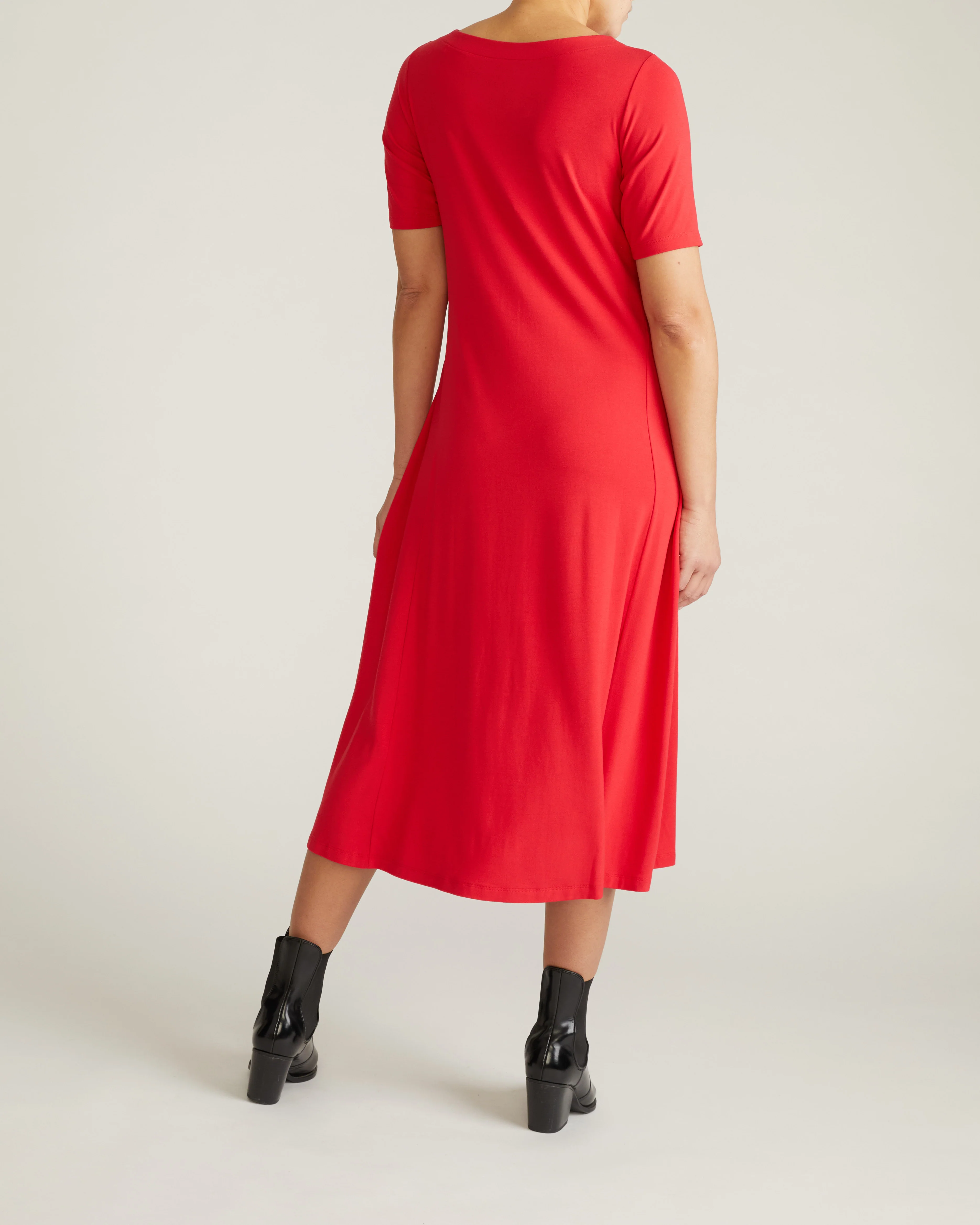 Serena Boatneck Divine Jersey Dress - Lipstick - Image 5