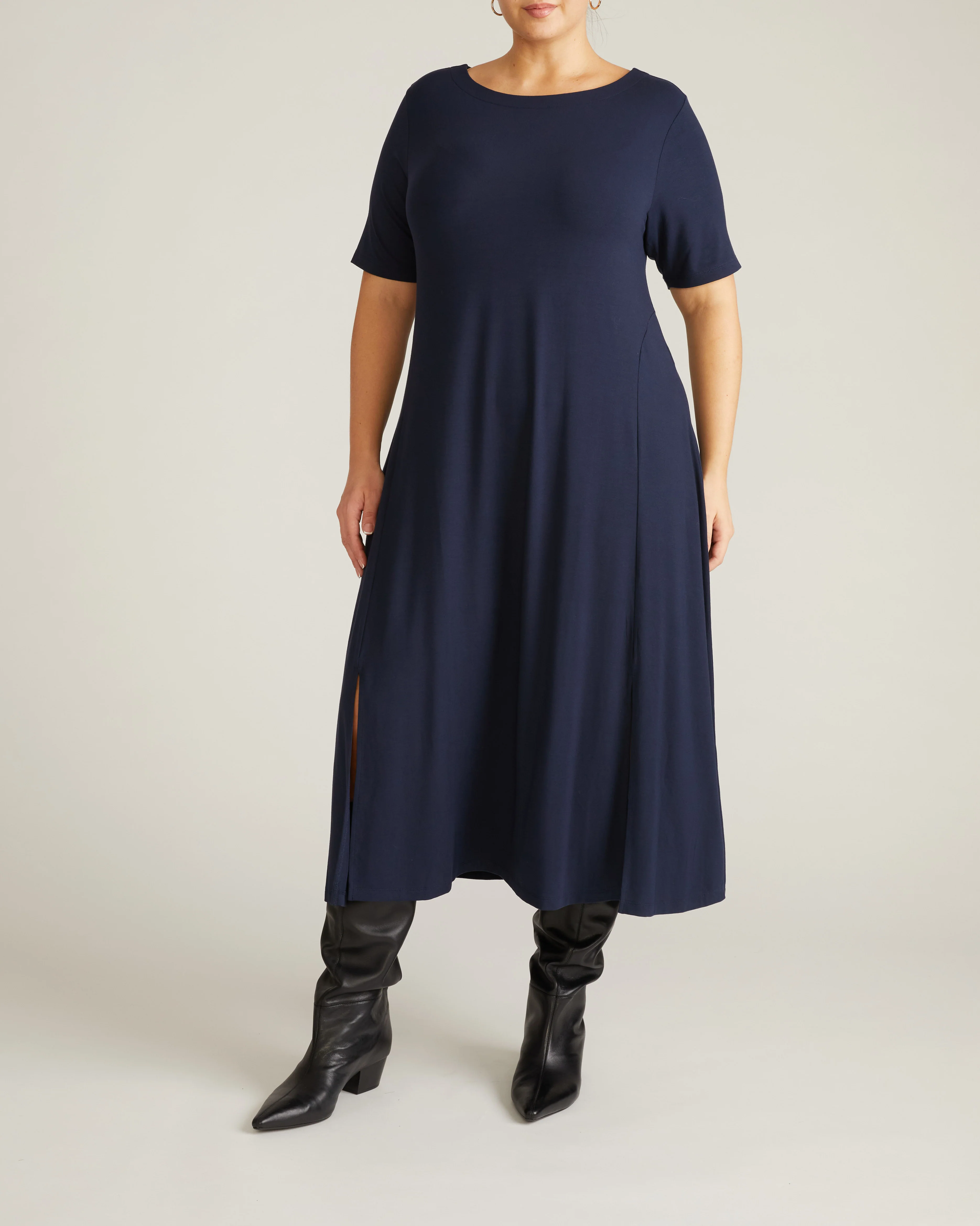 Serena Boatneck Divine Jersey Dress - Midnight - Image 4