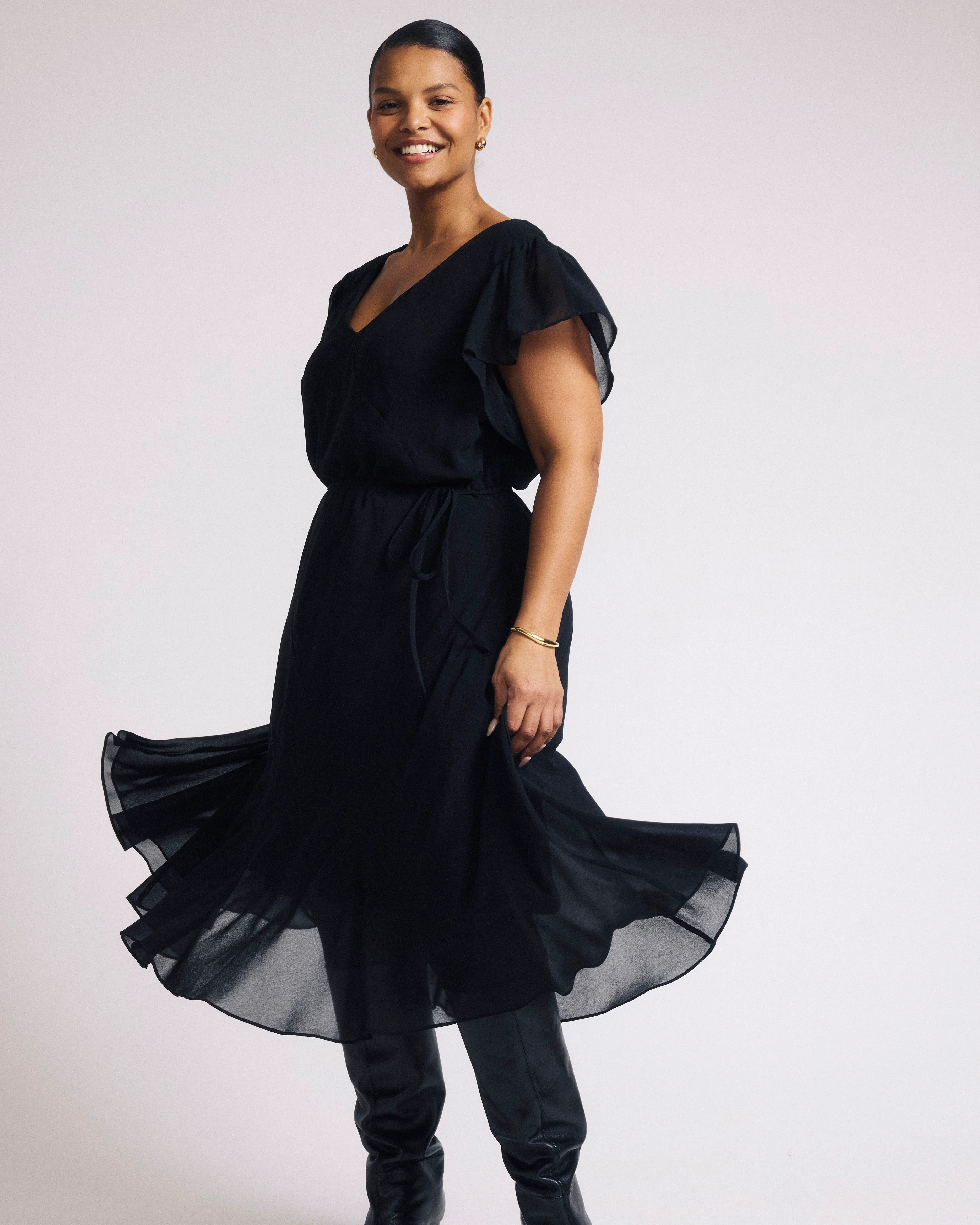 Seville Chiffon Dress - Black - Image 2