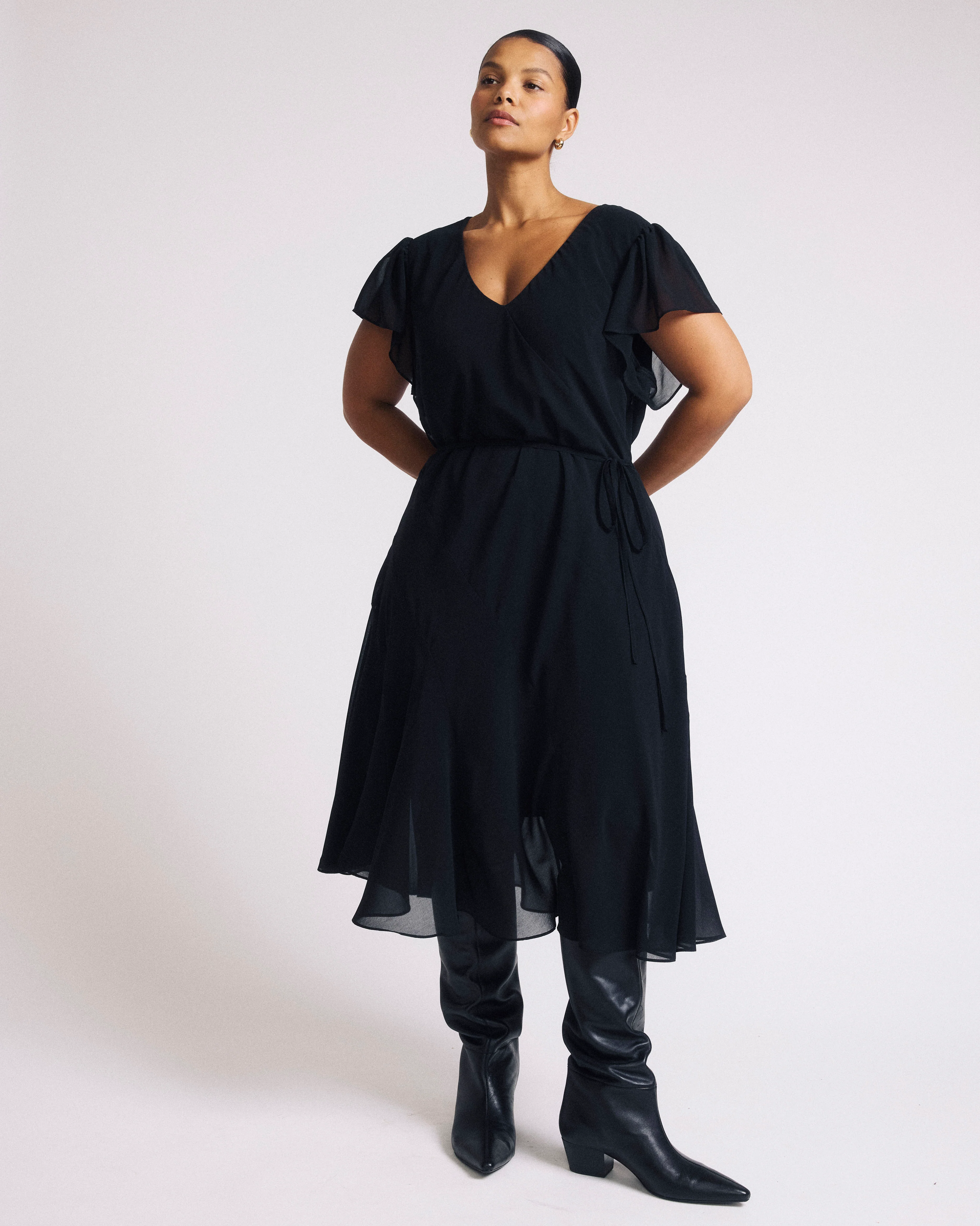 Seville Chiffon Dress - Black - Image 4