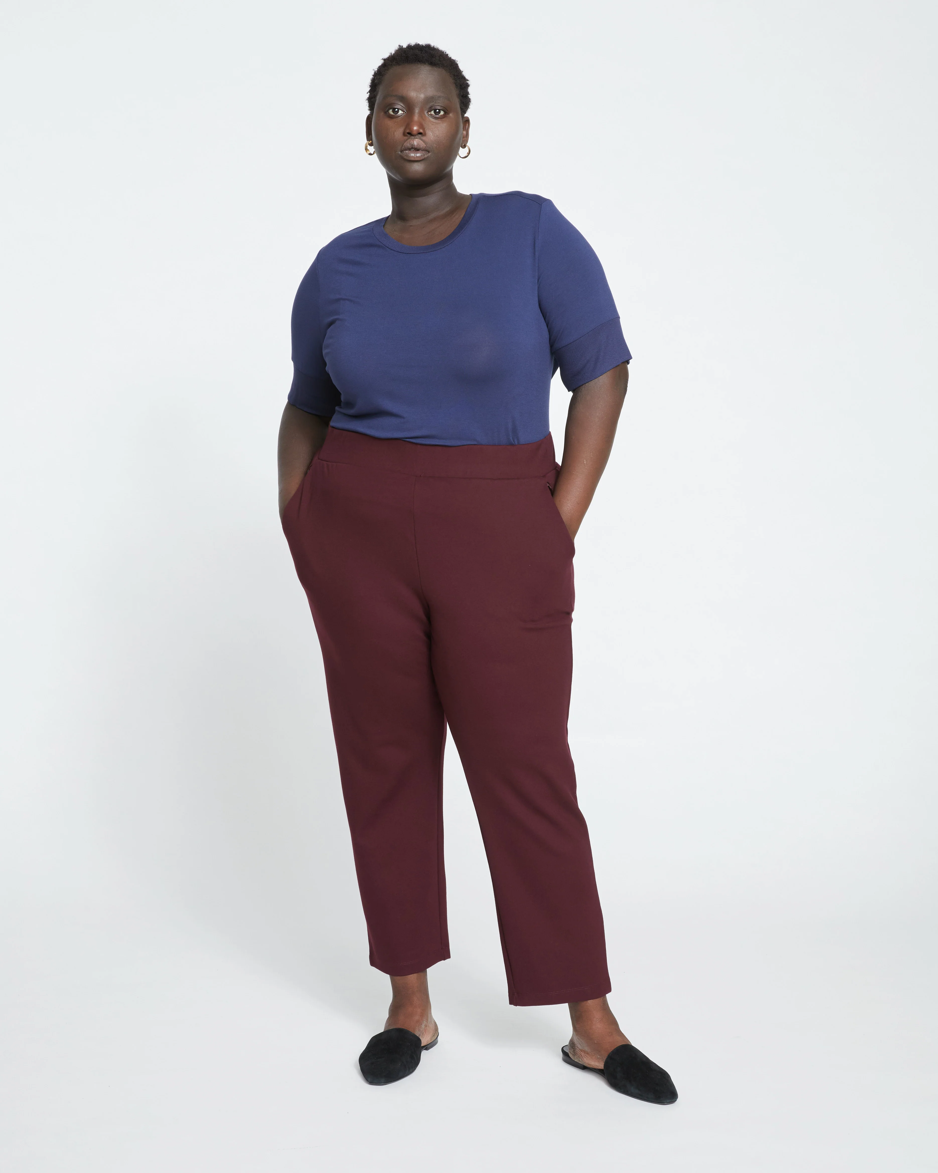 Smart Signature Ponte Pants - Black Cherry - Image 5