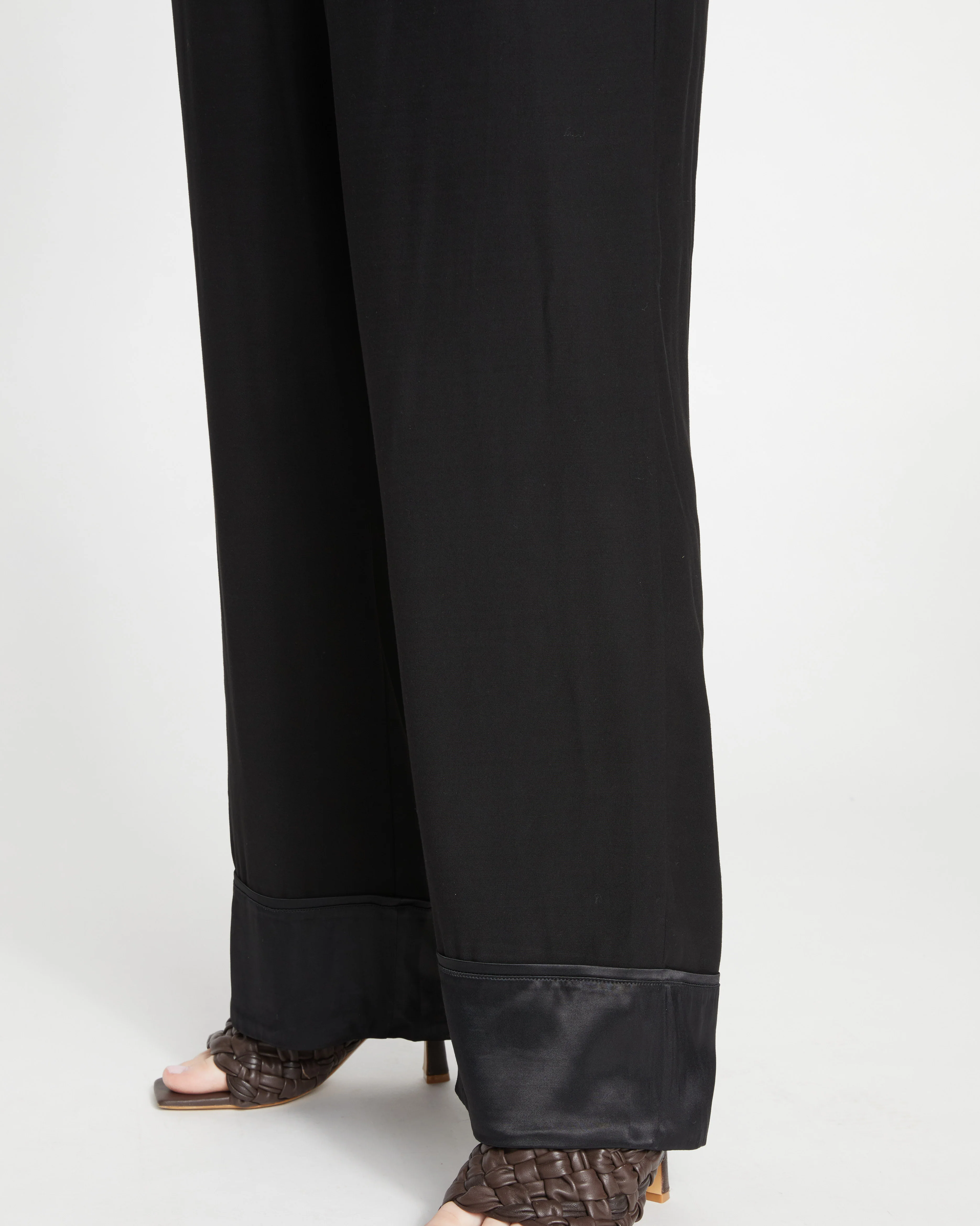 Soiree Double Luxe Pull-On Pants - Black/Black Shine - Image 2