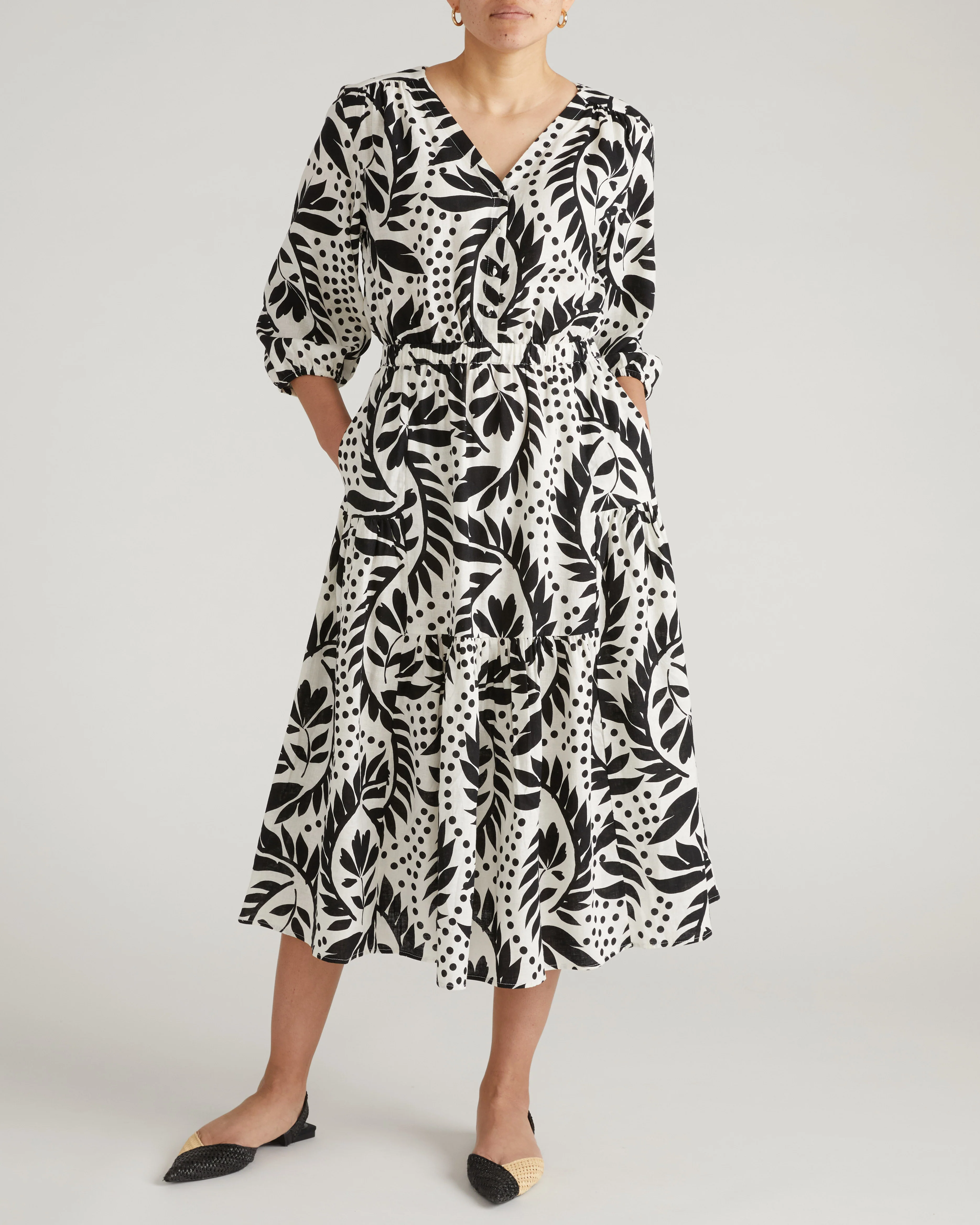 Sorrento Linen Midi Dress - Vine Print - Image 4