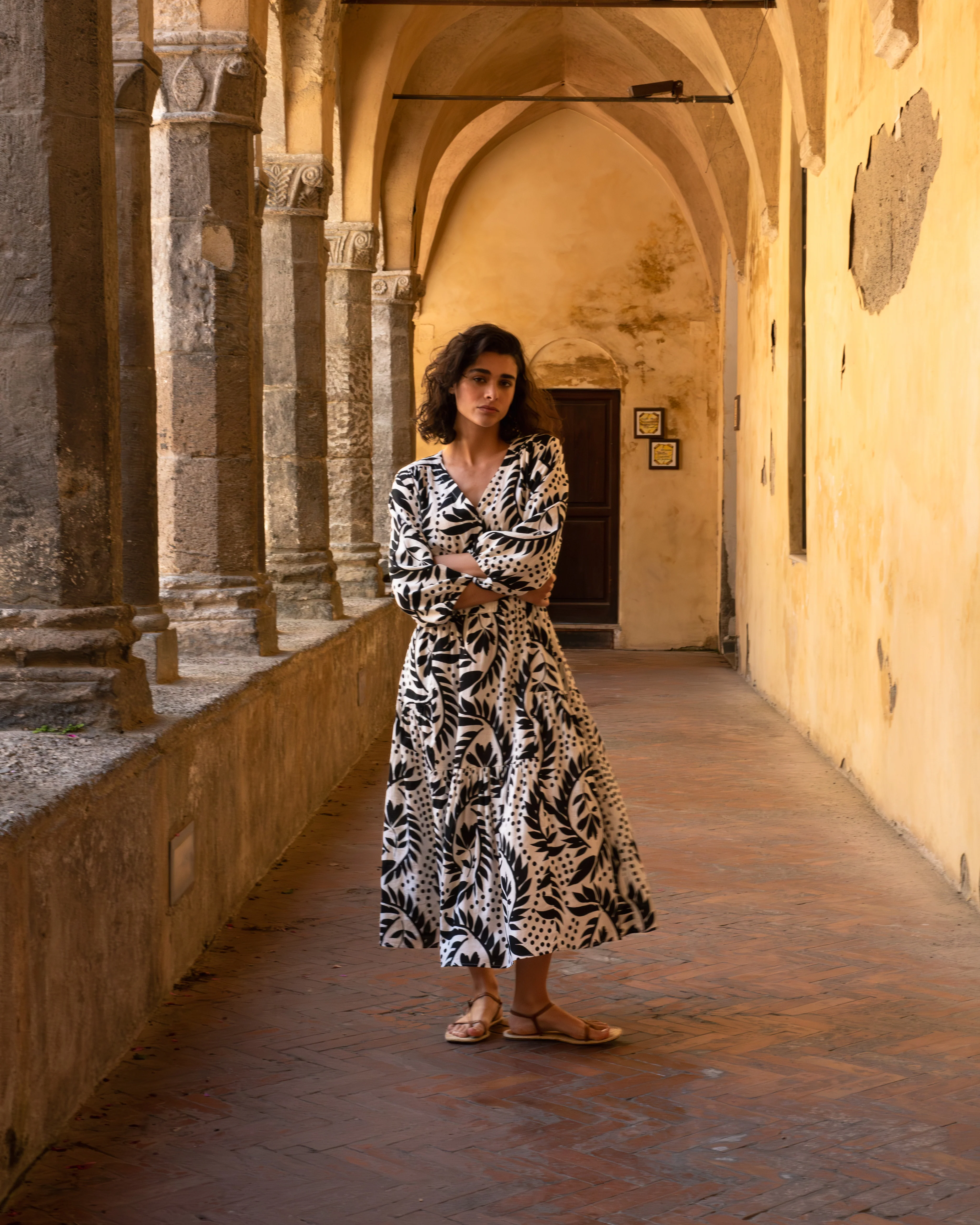 Sorrento Linen Midi Dress - Vine Print - Image 8