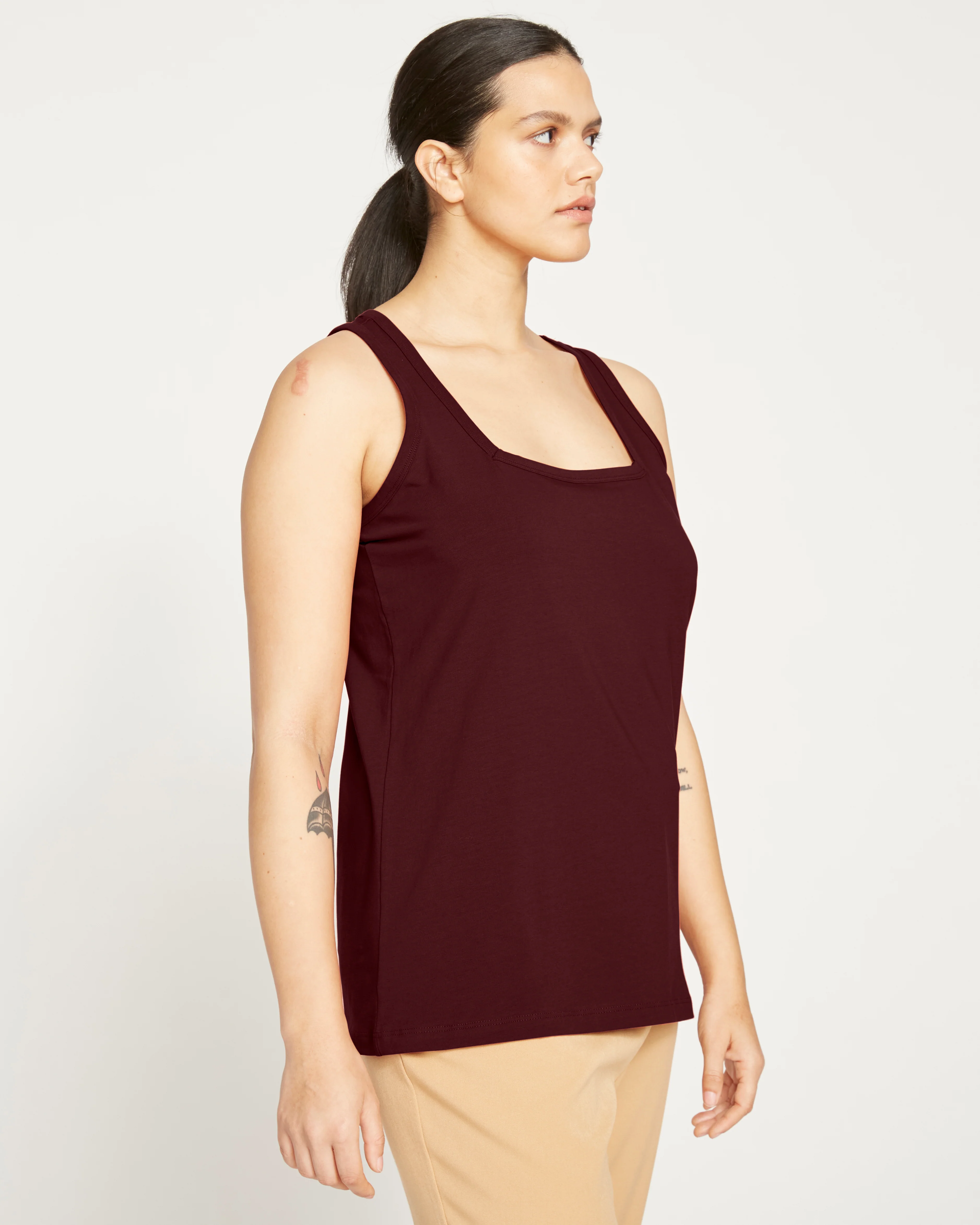 Square Neck Tank Top - Black Cherry - Image 2