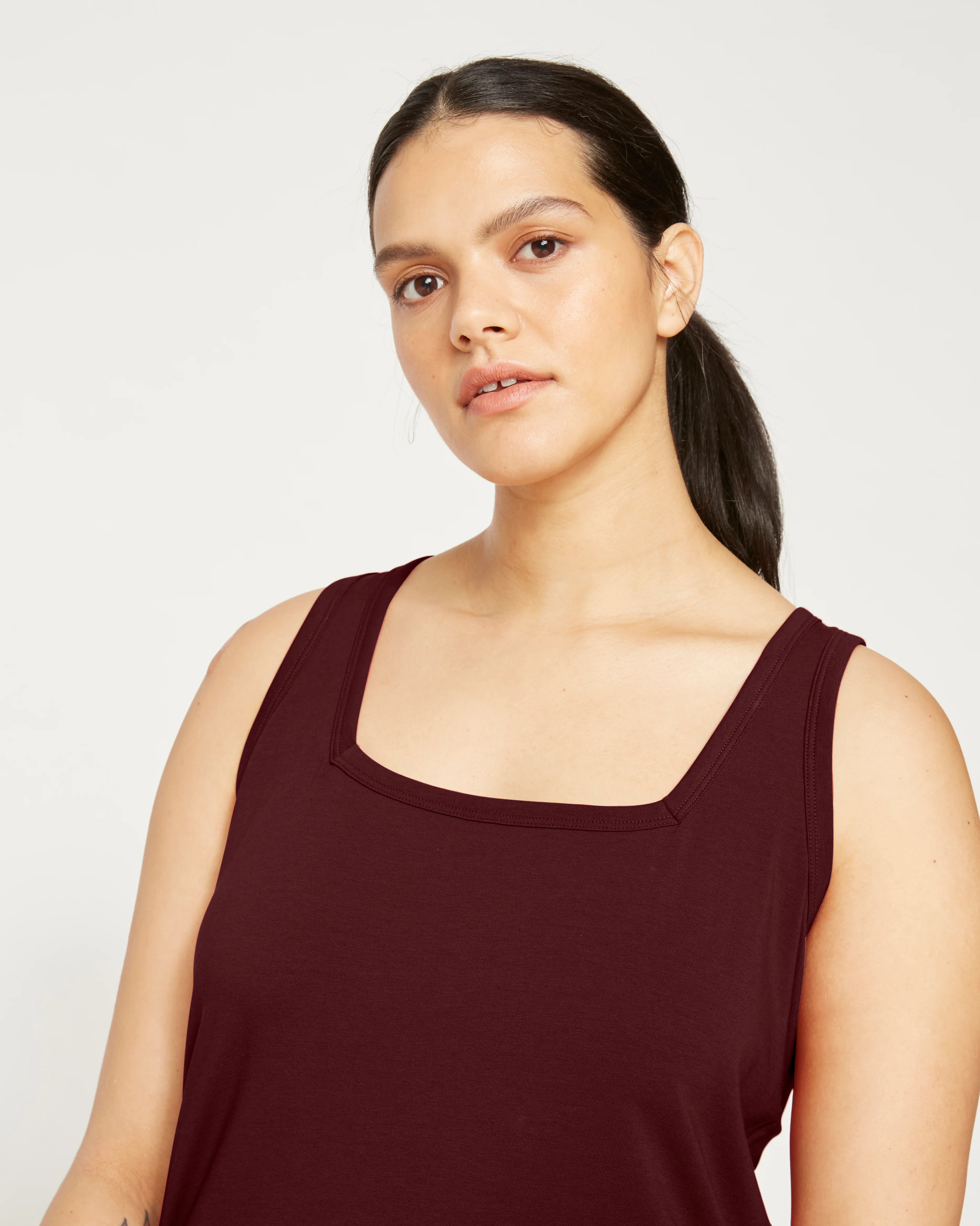 Square Neck Tank Top - Black Cherry - Image 3