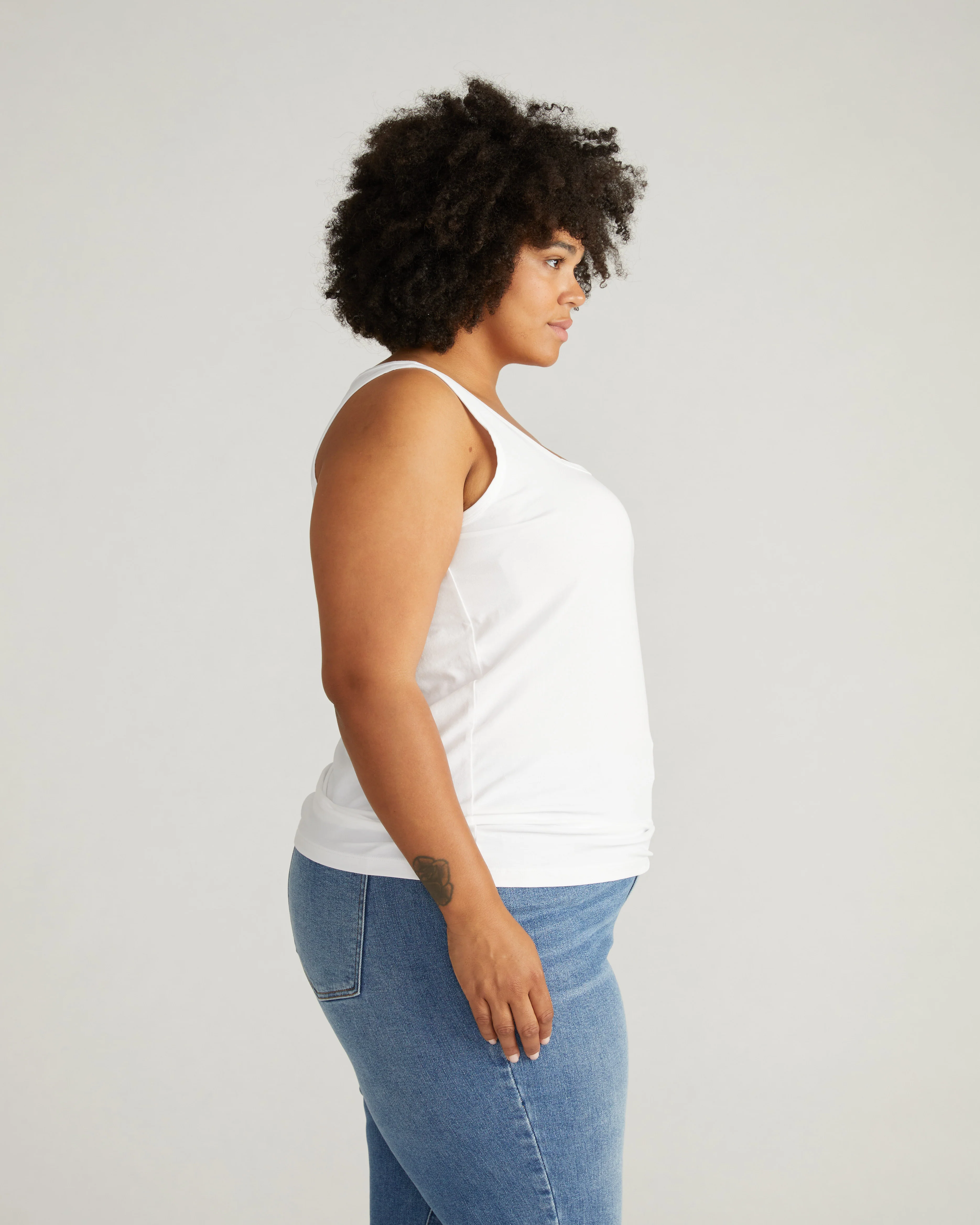 Square Neck Tank Top - White - Image 2