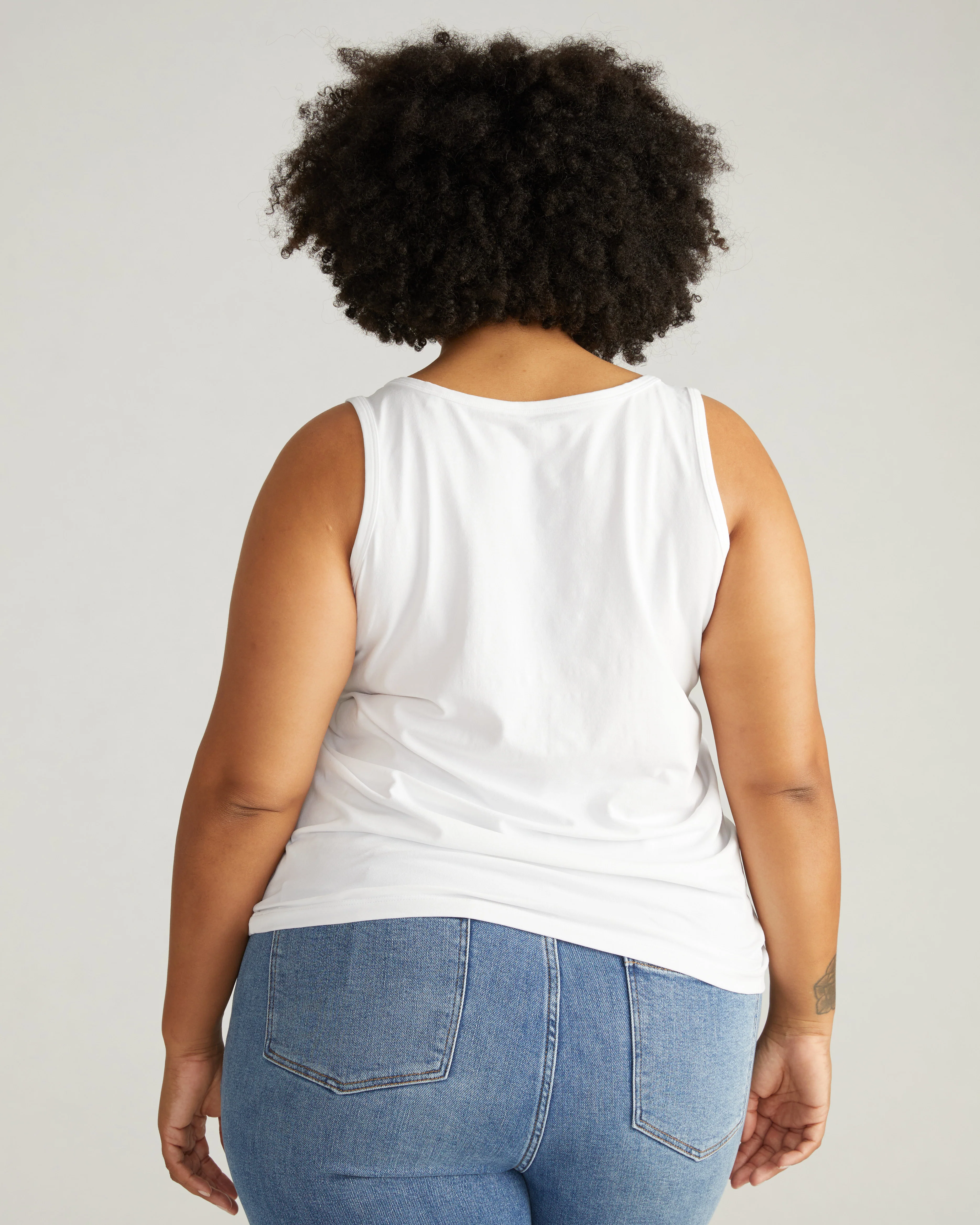 Square Neck Tank Top - White - Image 3