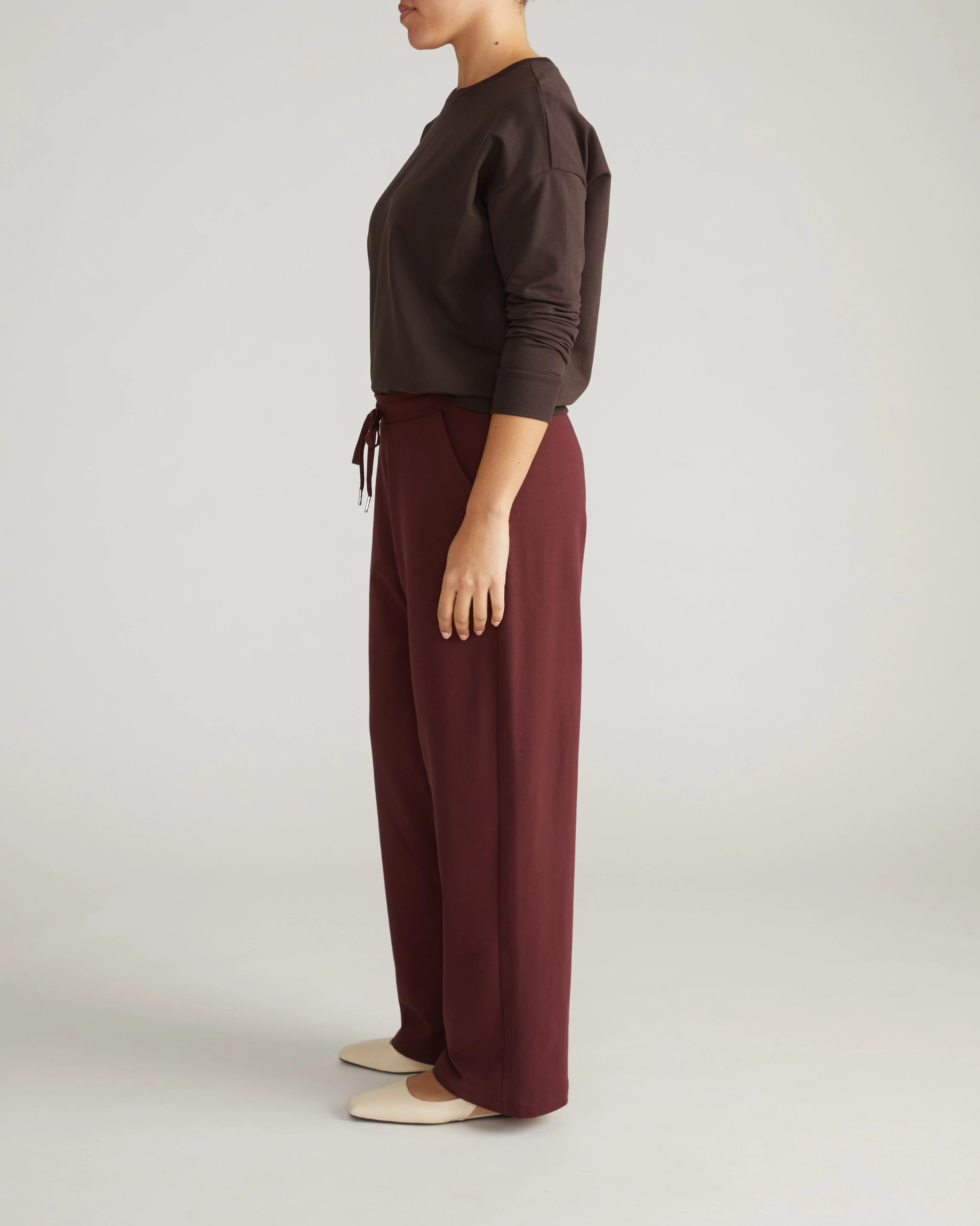Straight Leg French Terry Sweatpants - Black Cherry - Image 5