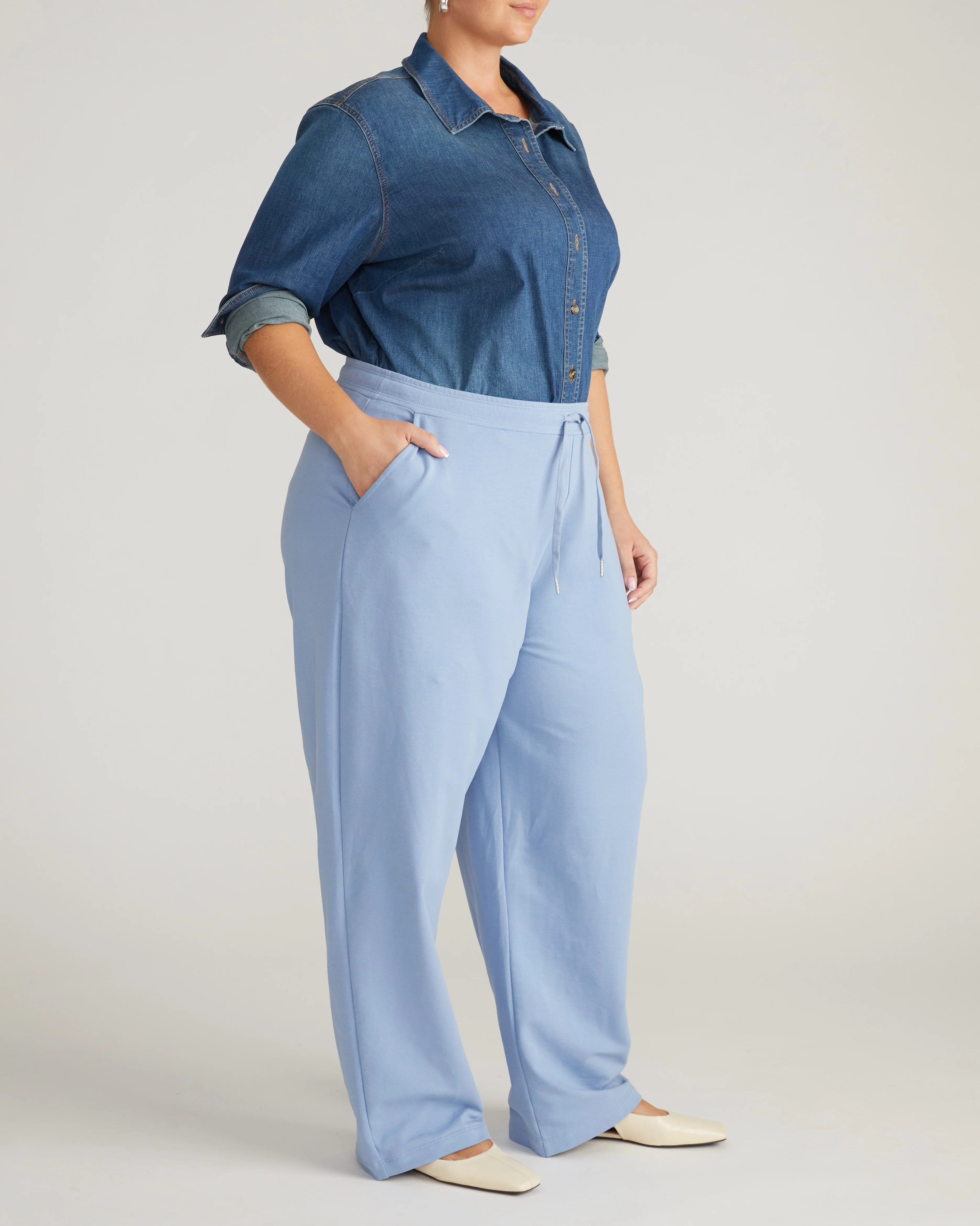Straight Leg French Terry Sweatpants - Graceful Blue - Image 5