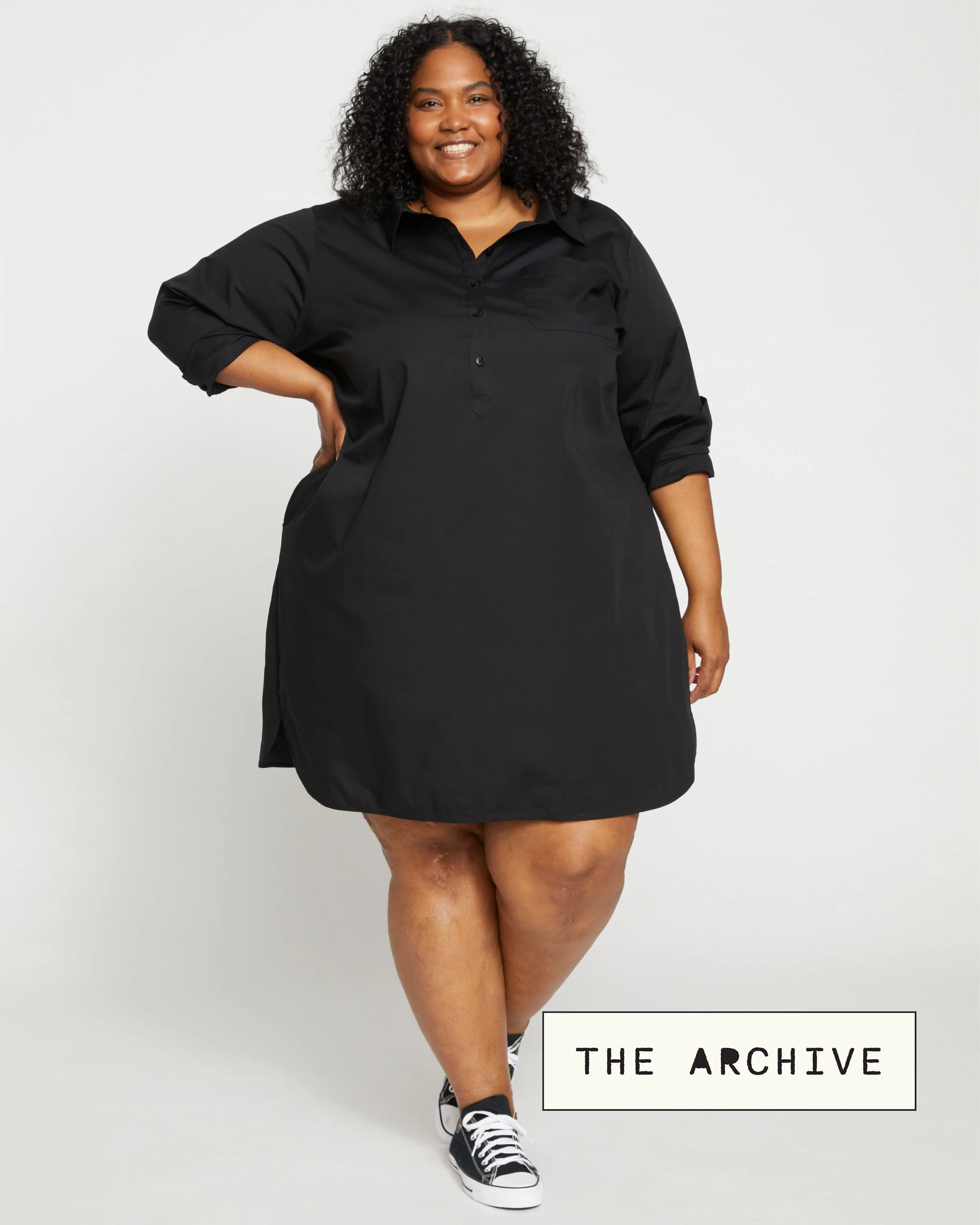 Stretch Poplin Rubicon Shirtdress - Black - Image 6