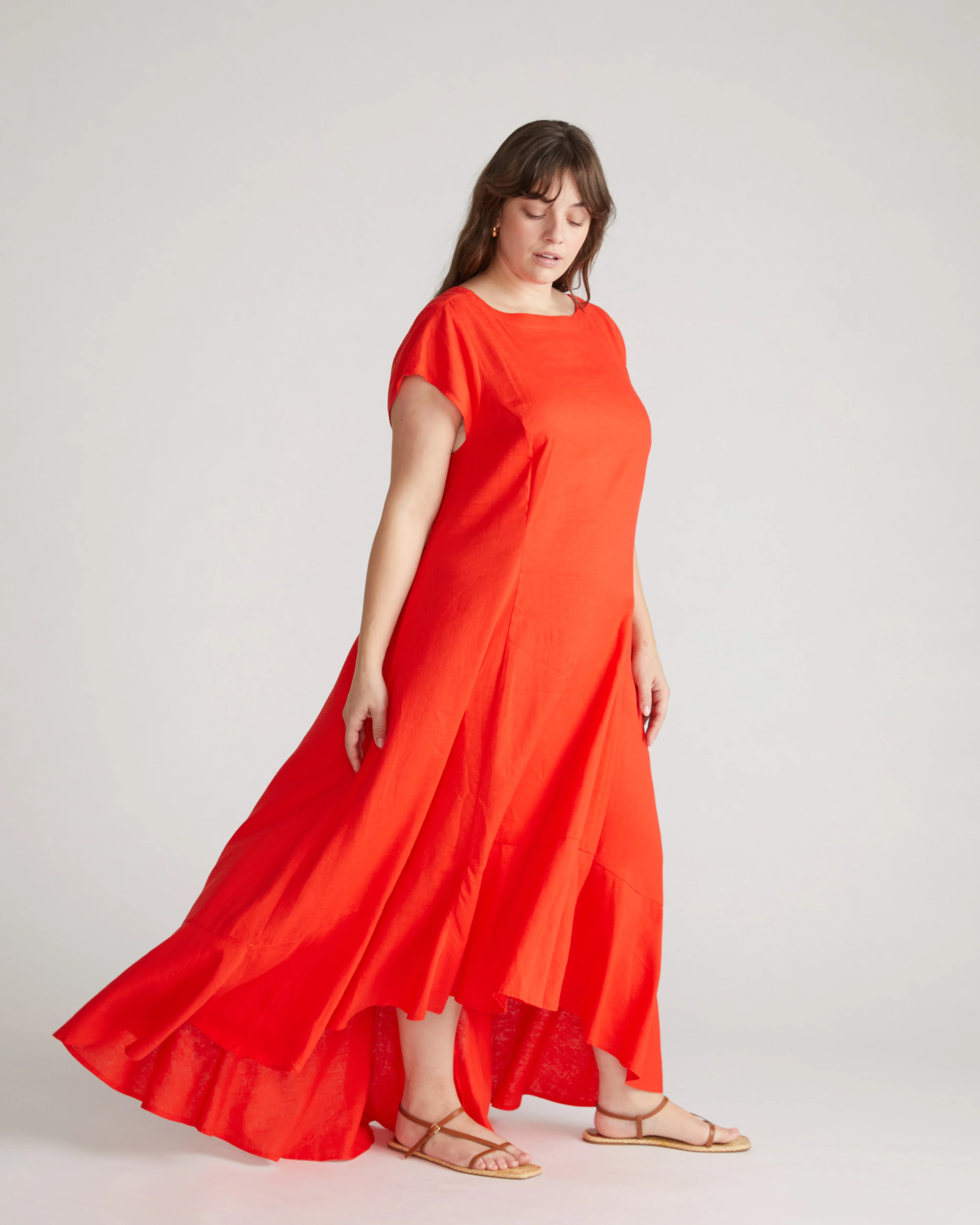 Sunset Linen Flounce Dress - Shoreline Sunset - Image 3