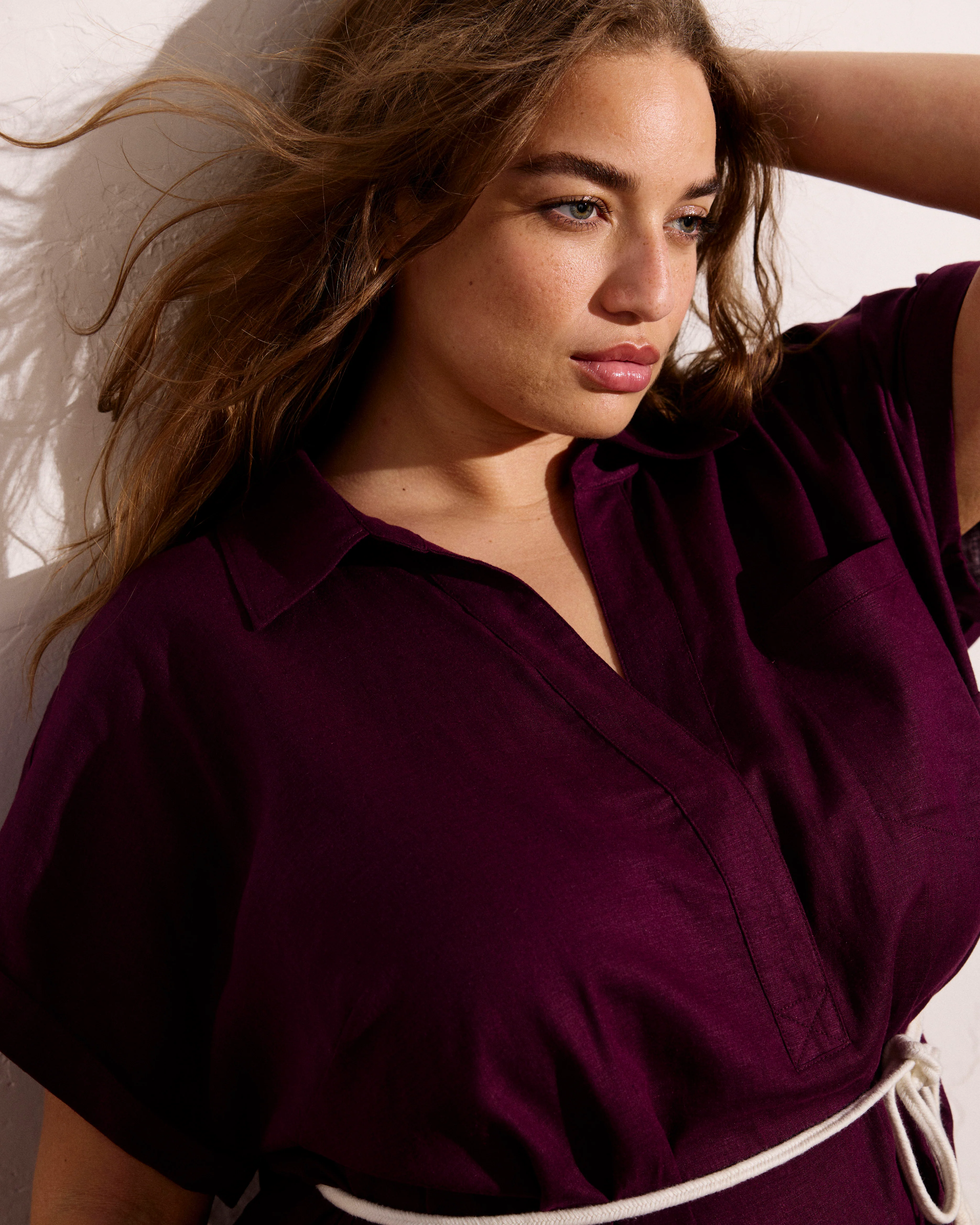 Sunshine Linen Polo Dress - Acai - Image 3