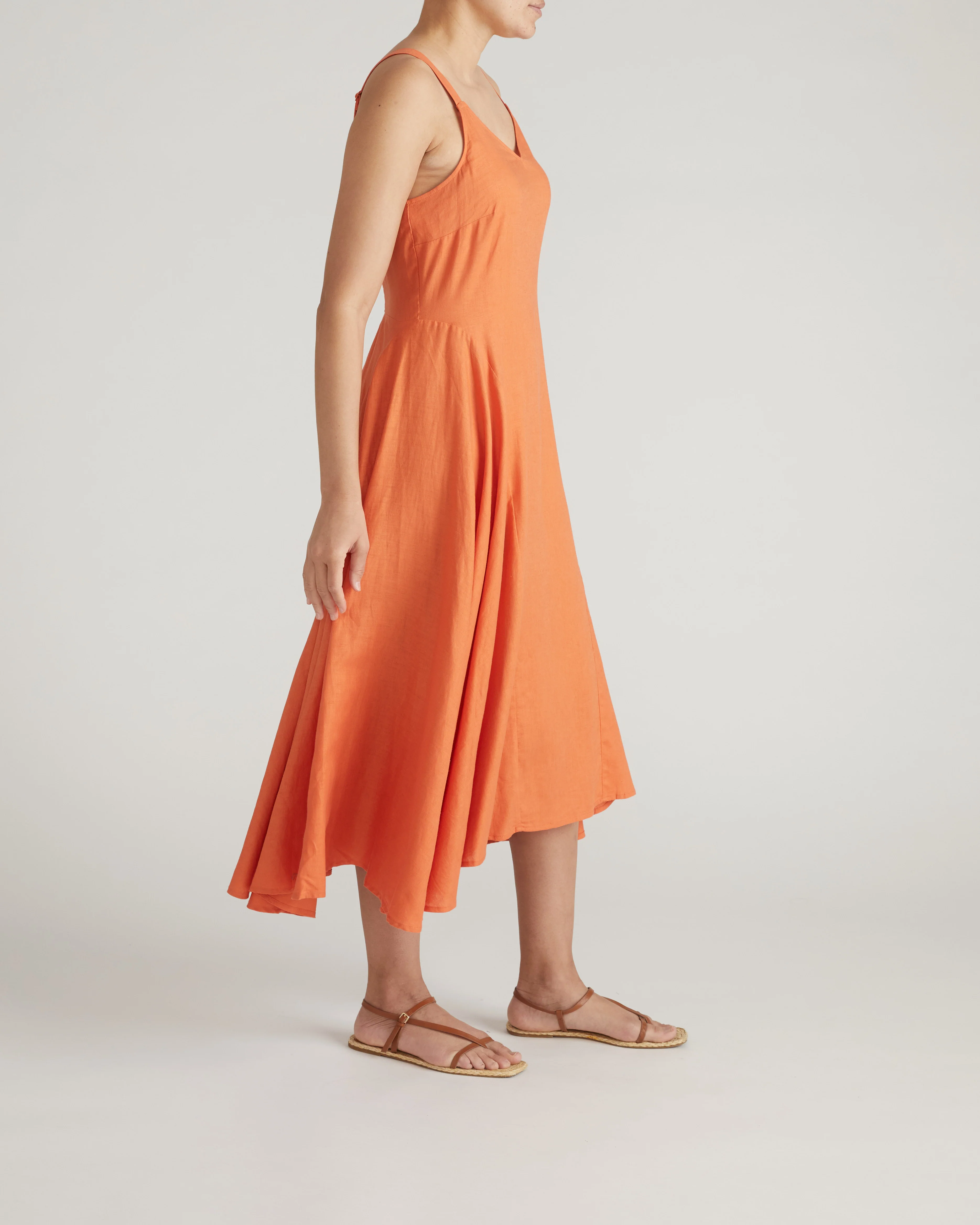 Sunshower Flowy Linen Dress - Italian Orange - Image 3