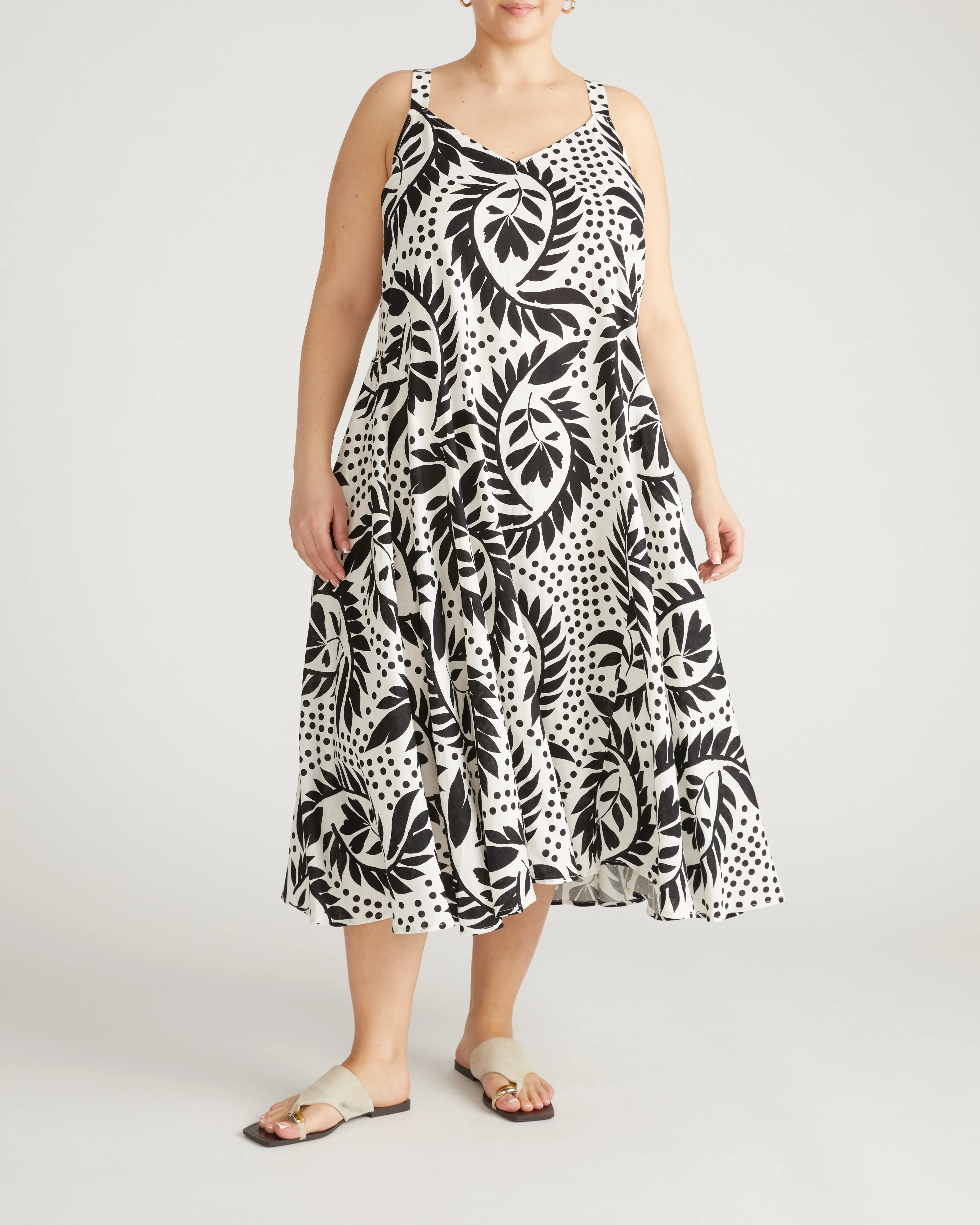 Sunshower Flowy Linen Dress - Vine Print - Image 5
