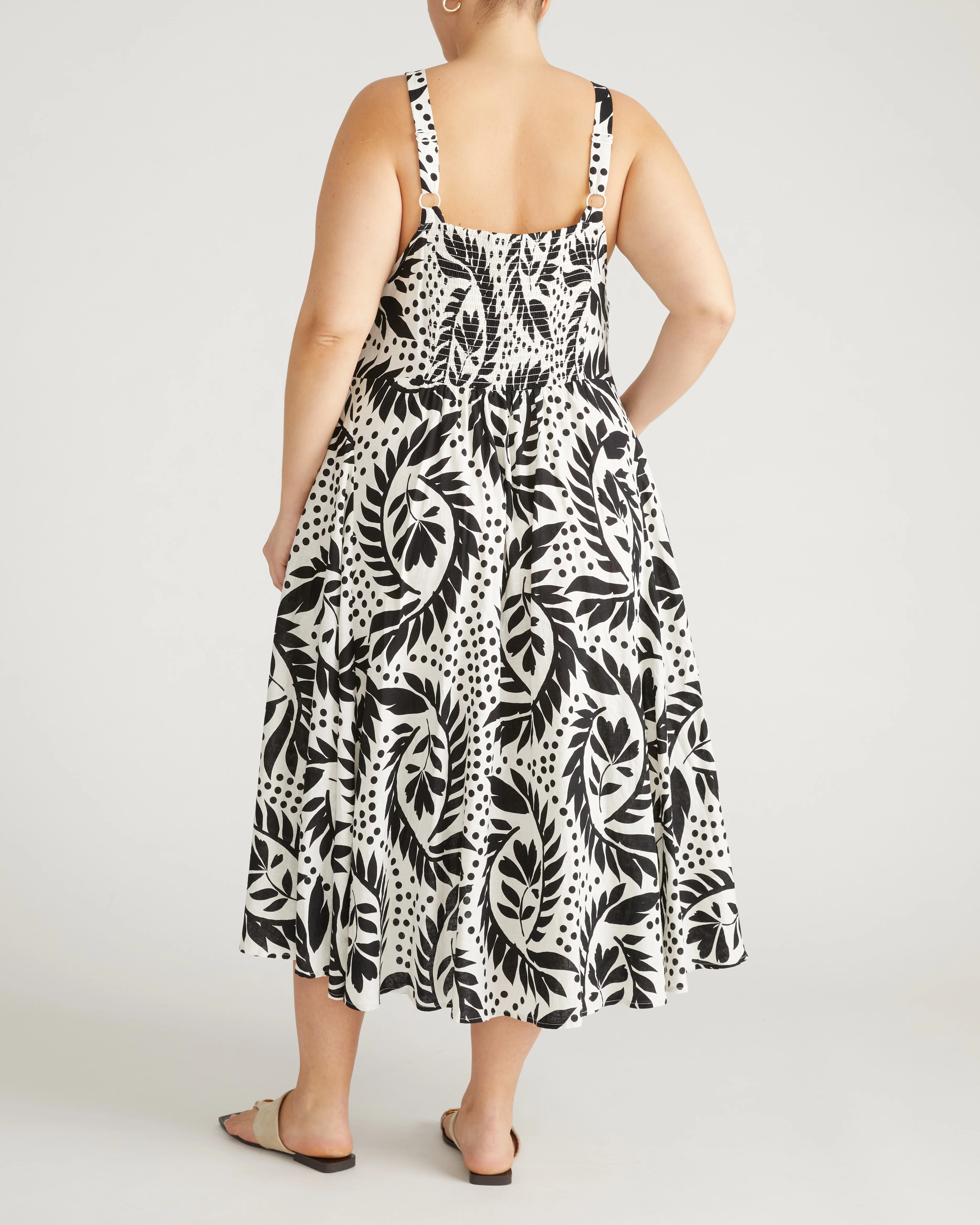 Sunshower Flowy Linen Dress - Vine Print - Image 7