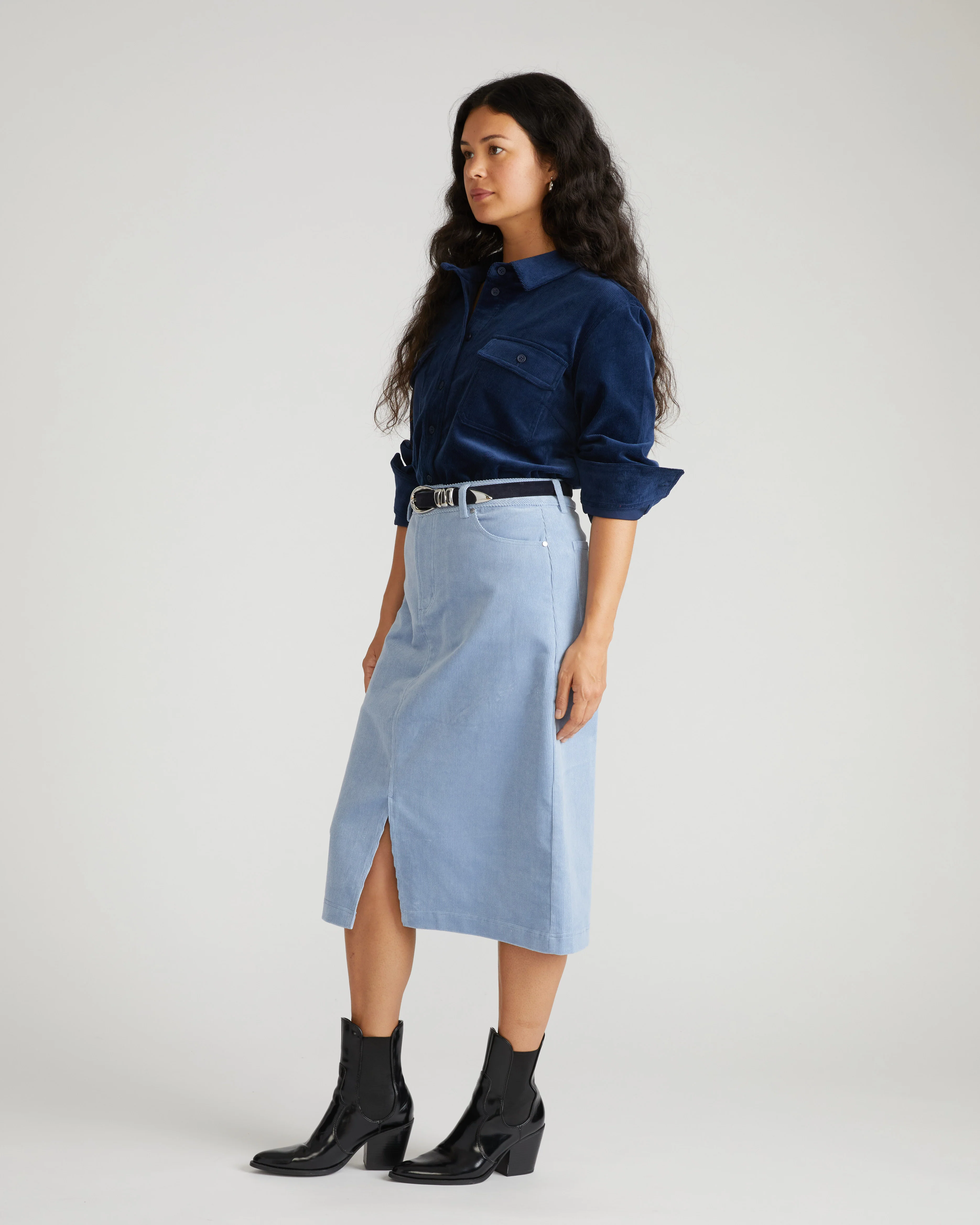Suzi Corduroy Skirt - Washed Rain - Image 6