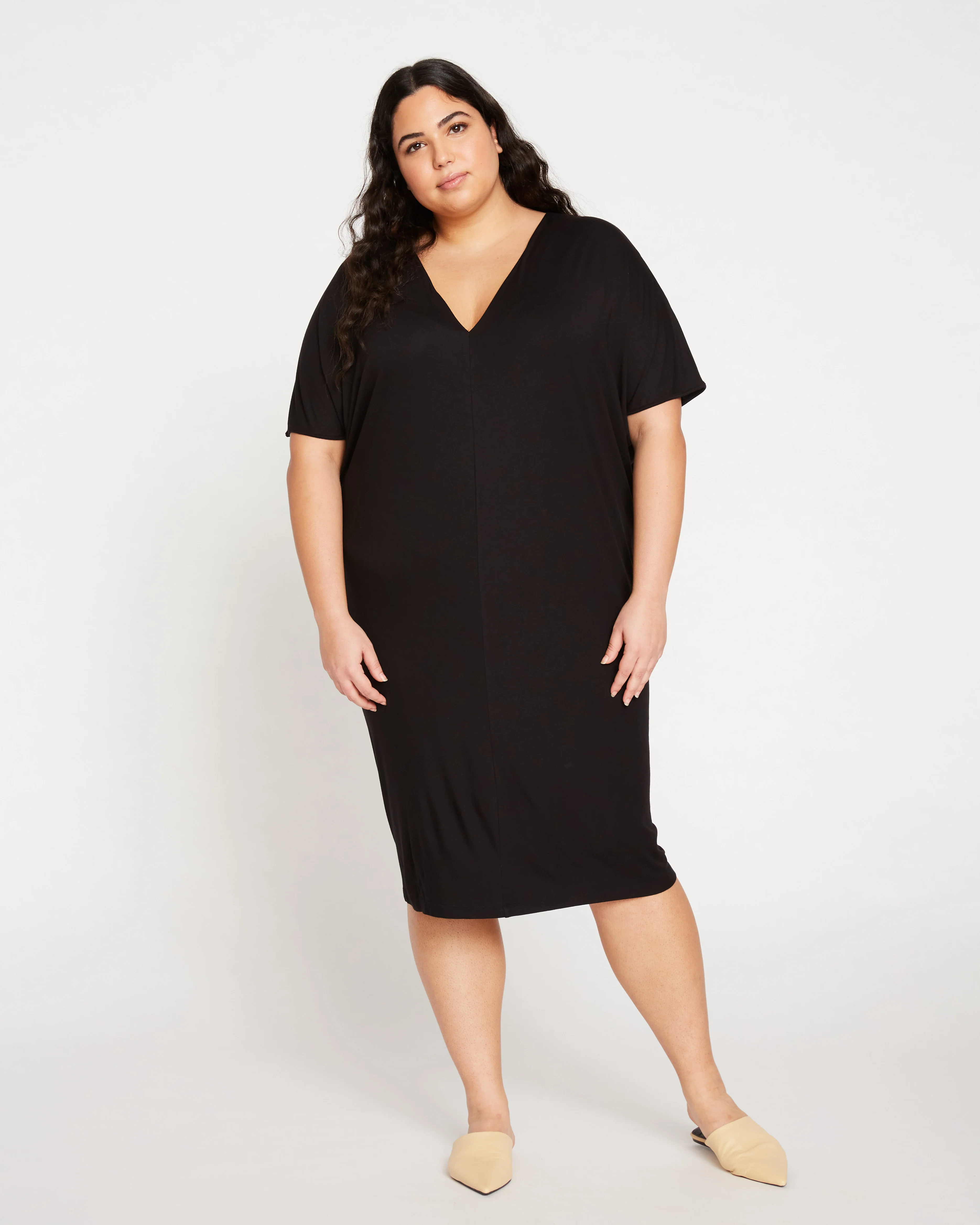Teresa Liquid Jersey V-Neck Dress - Black - Image 5