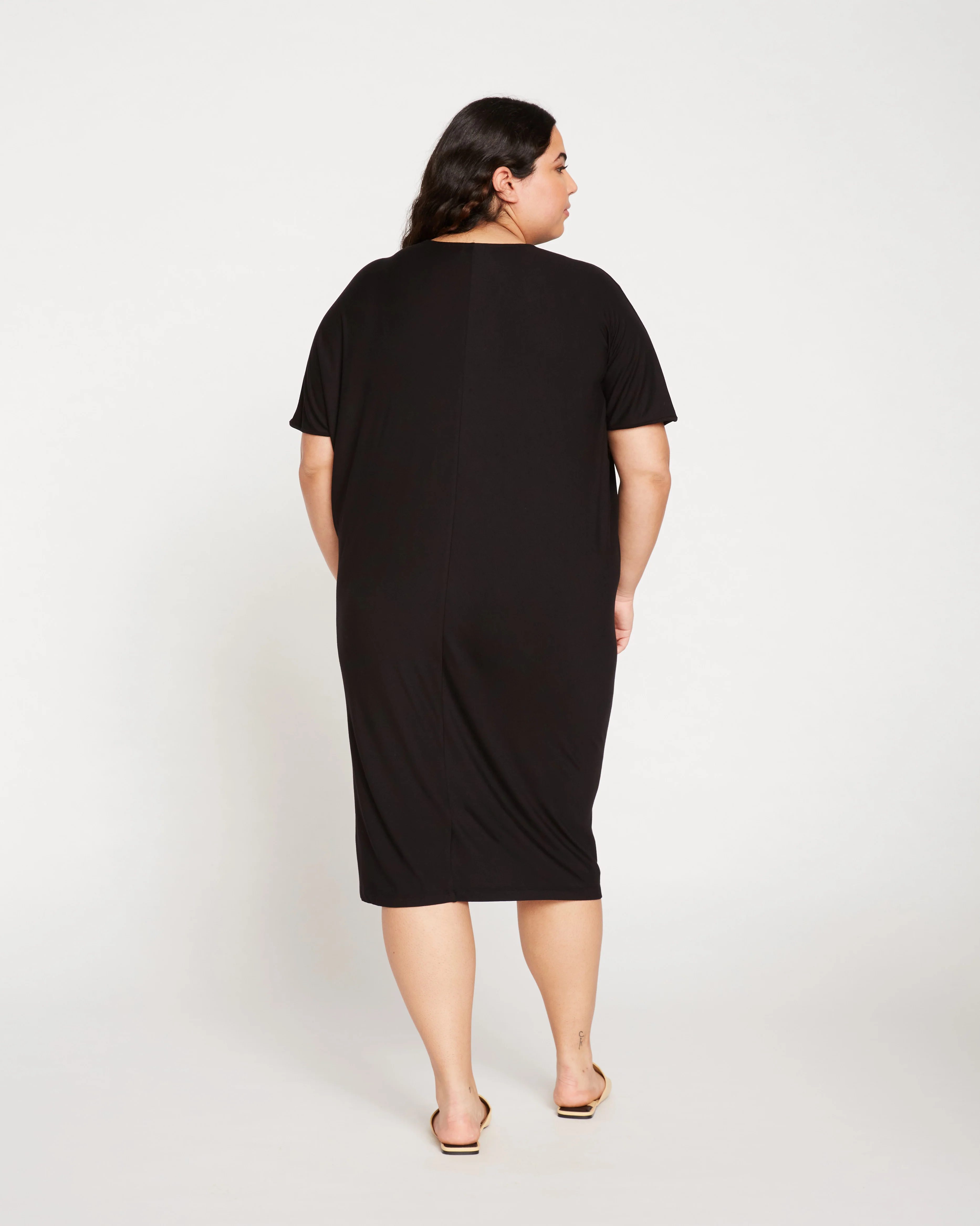 Teresa Liquid Jersey V-Neck Dress - Black - Image 6