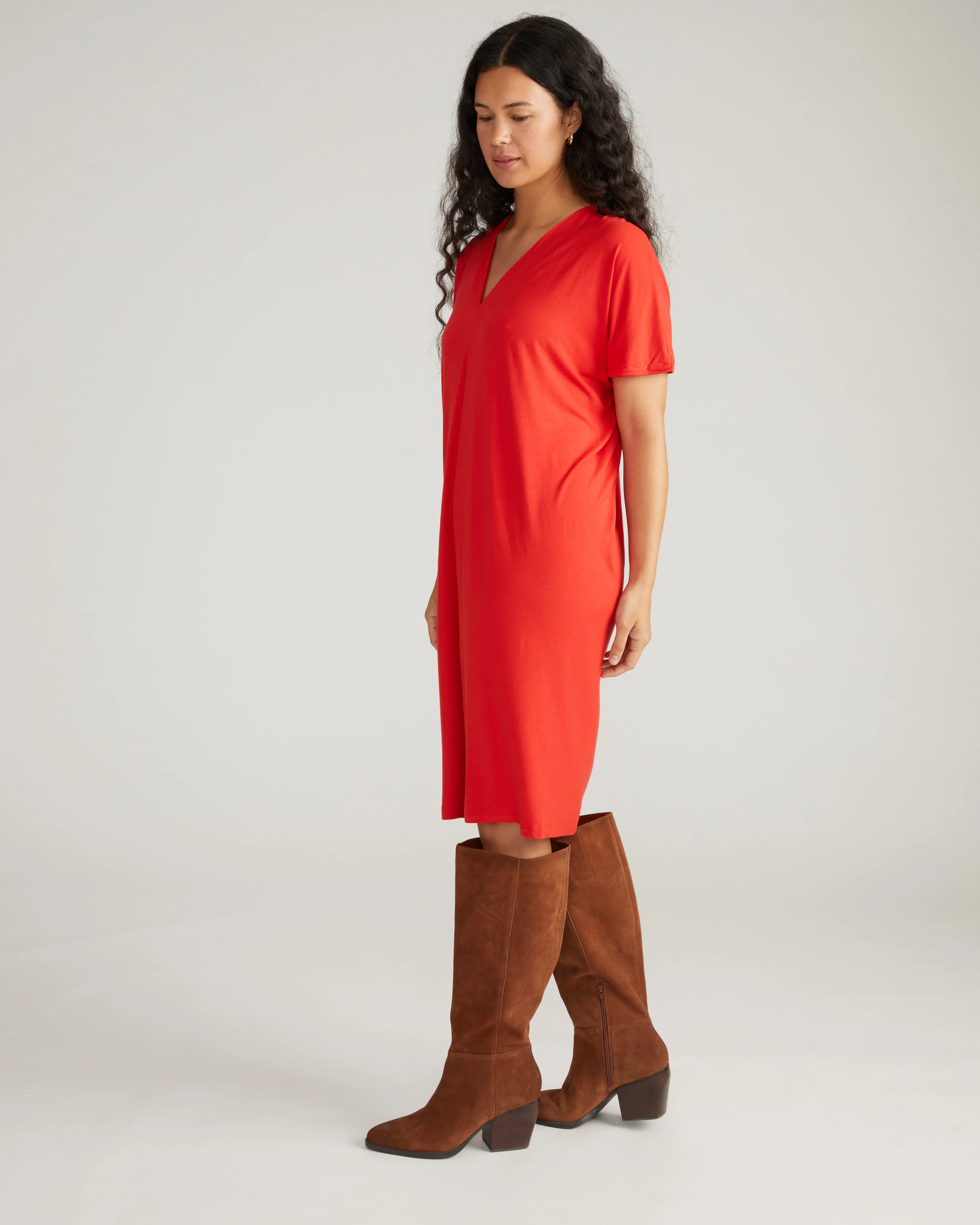 Teresa Liquid Jersey V-Neck Dress - Lipstick - Image 2