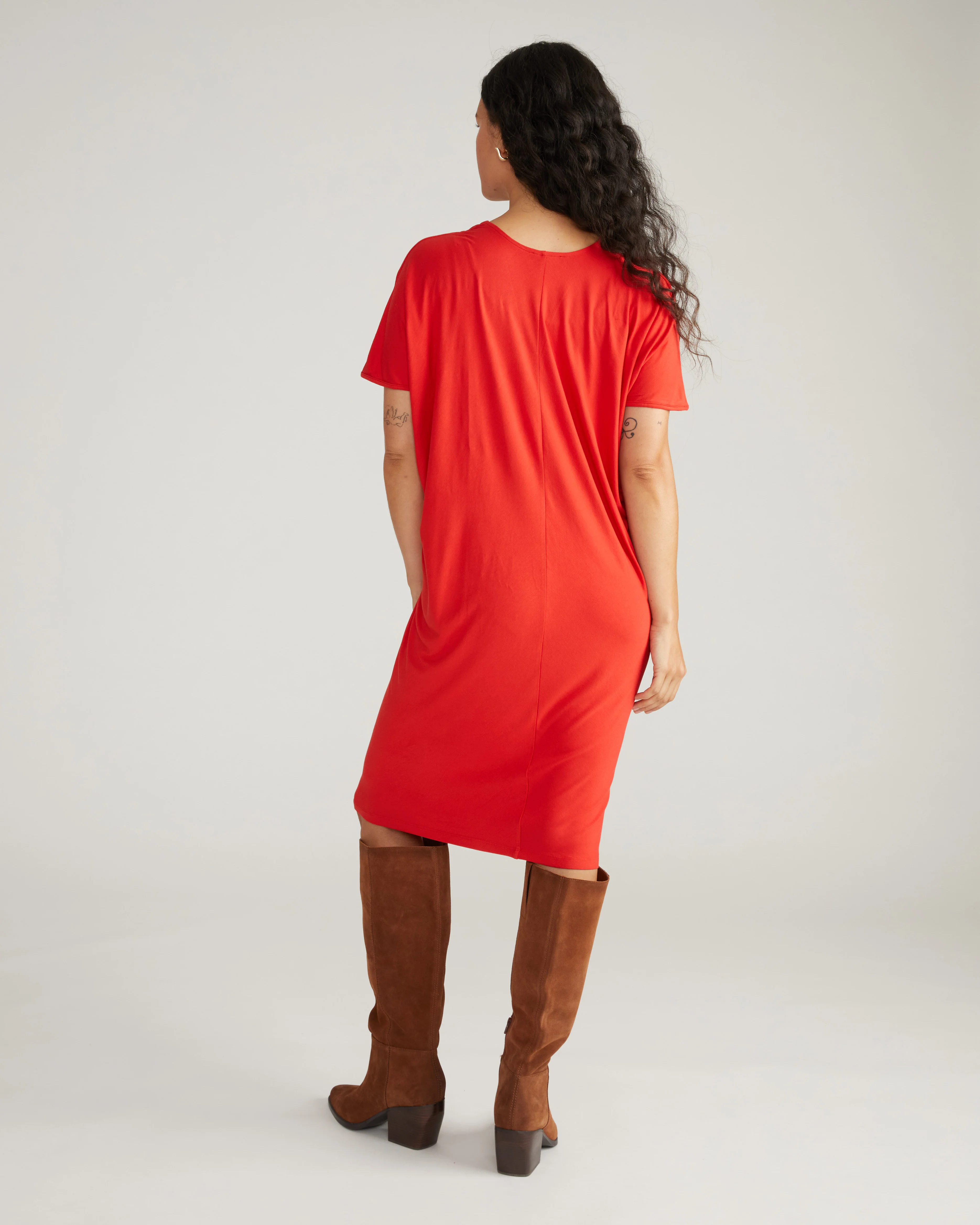 Teresa Liquid Jersey V-Neck Dress - Lipstick - Image 3