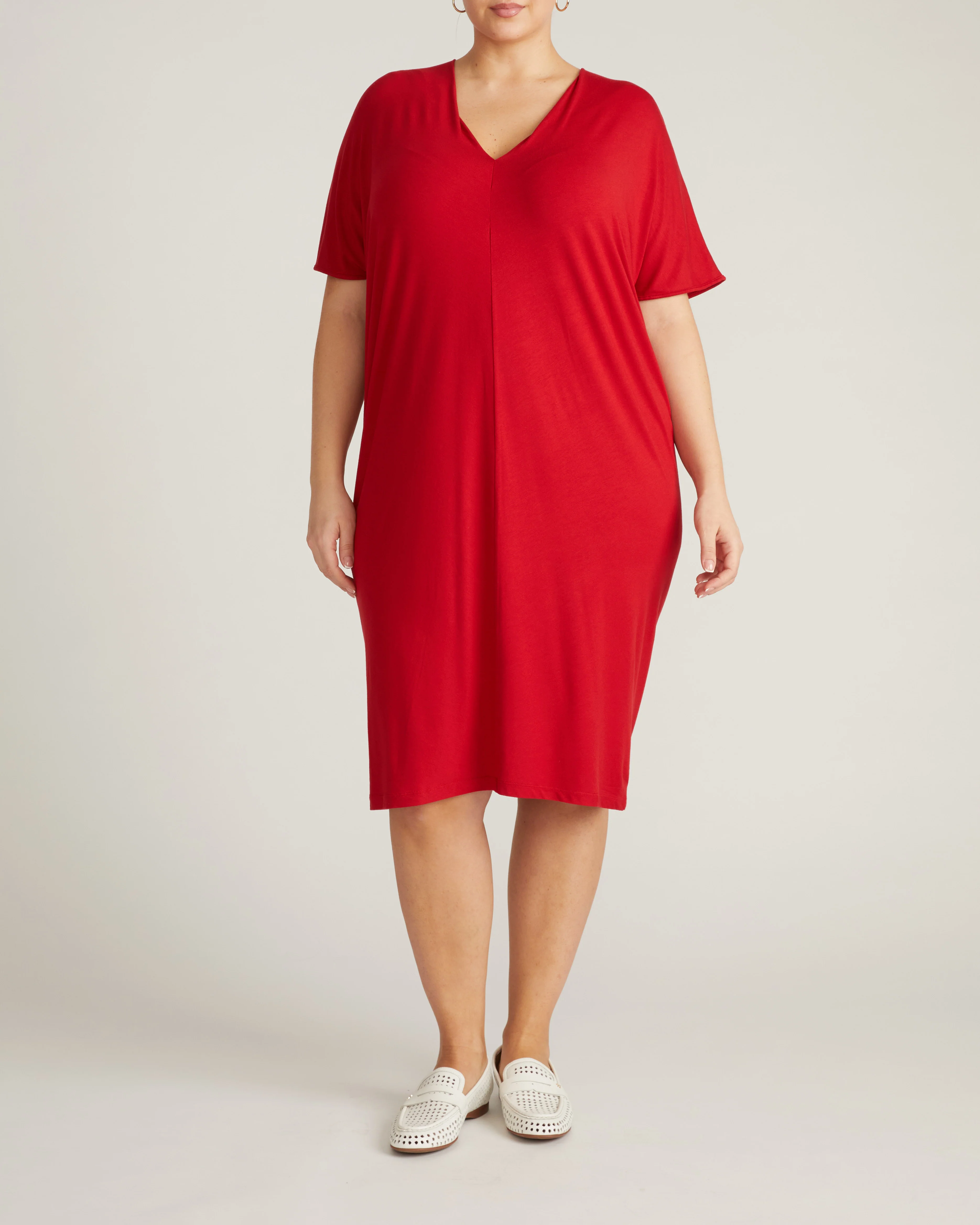 Teresa Liquid Jersey V-Neck Dress - New York Red - Image 4