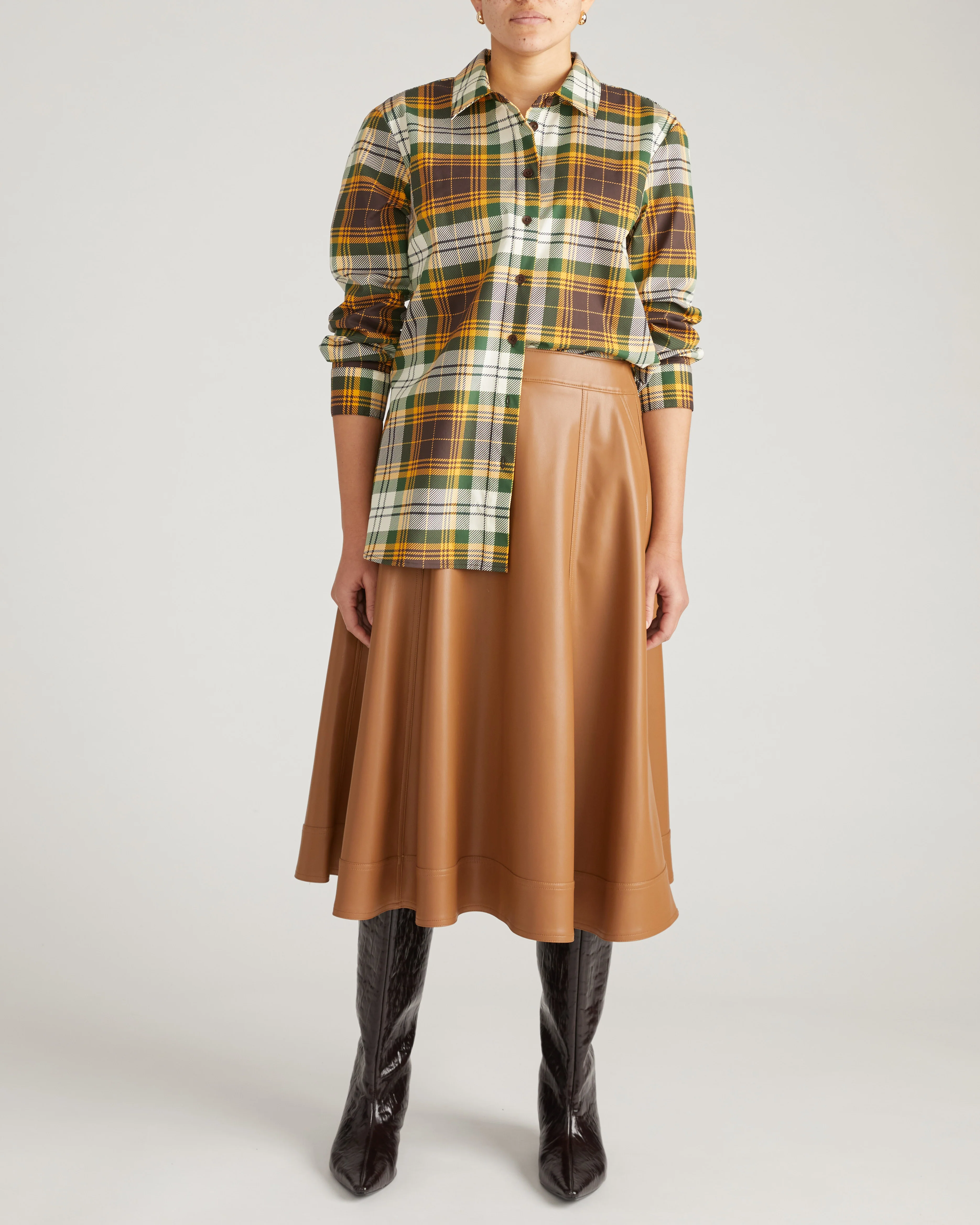 The Artist Poplin Shirt - Brown Plaid - Image 2