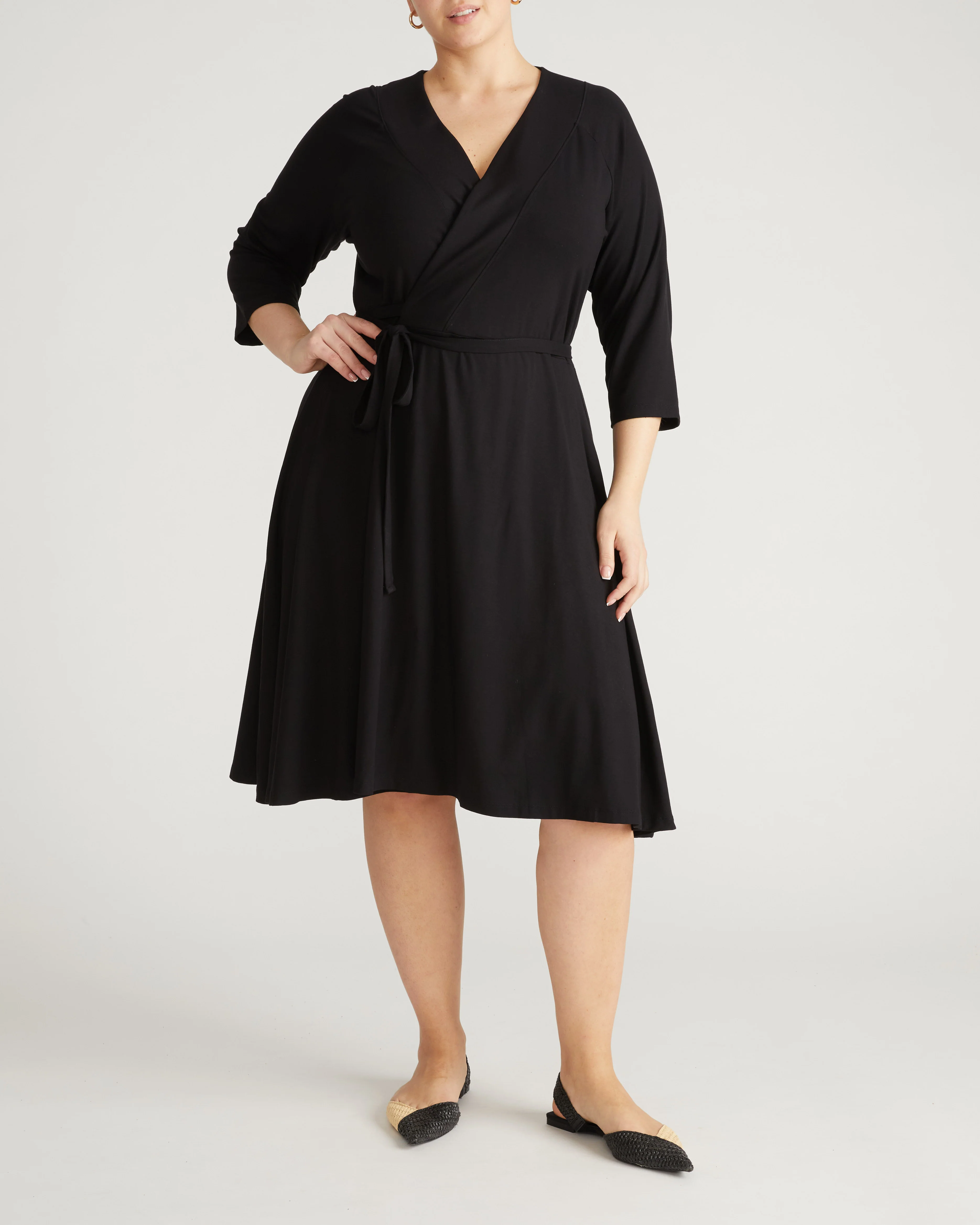 The Divine Jersey Wrap Dress - Black - Image 2