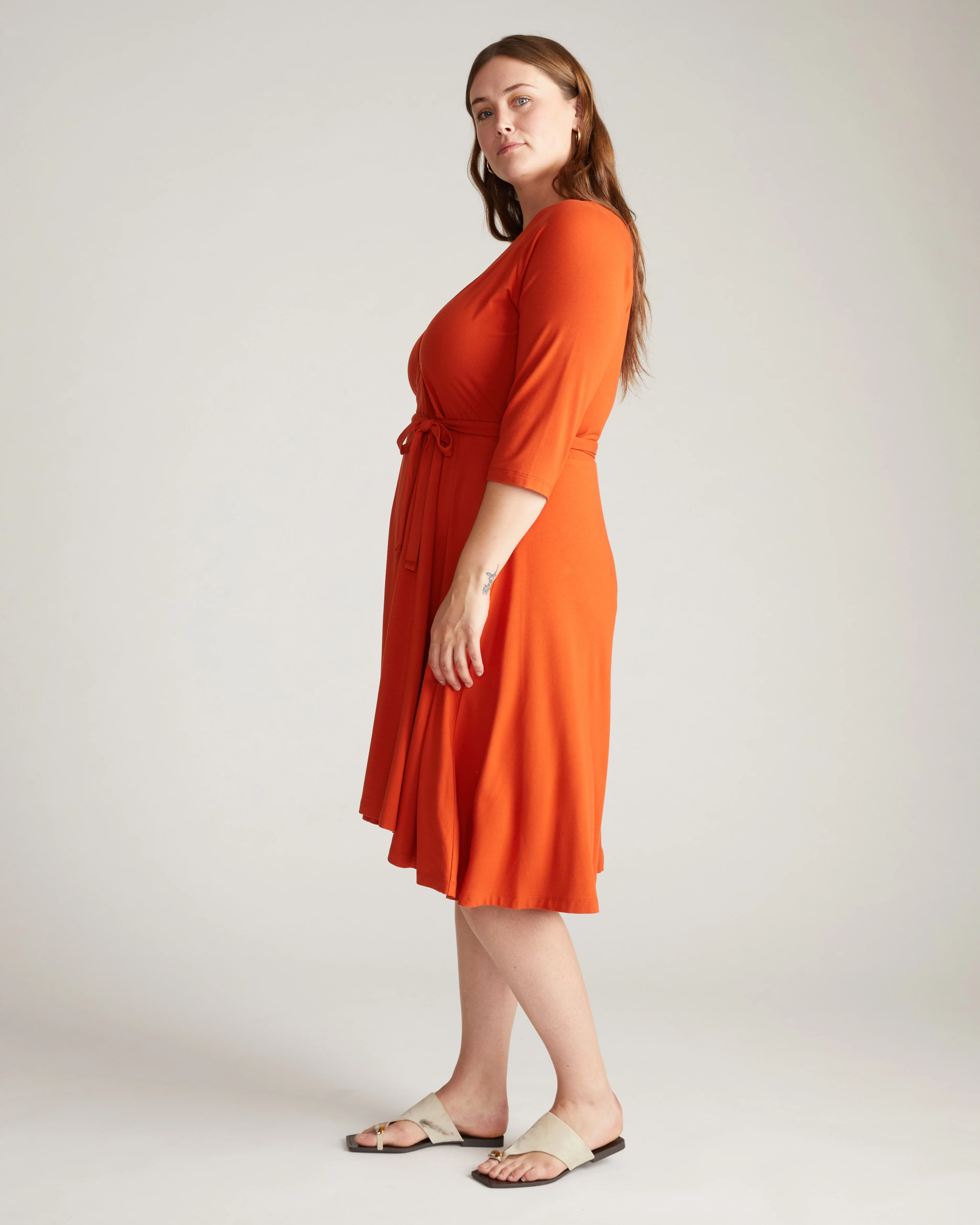 The Divine Jersey Wrap Dress - Warm Russet - Image 2