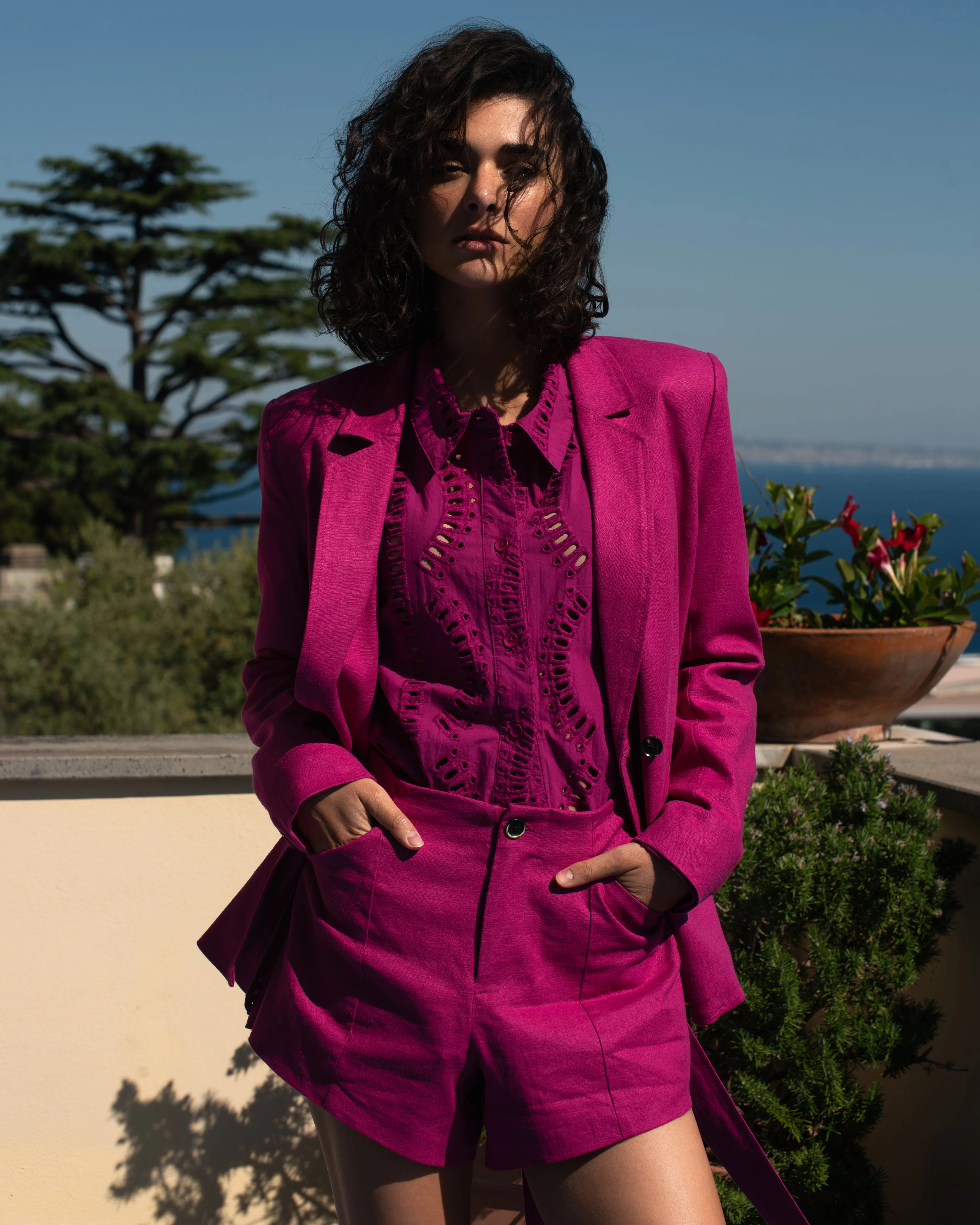 The Embroidered Artist Poplin Shirt - Hyper Pink - Image 3