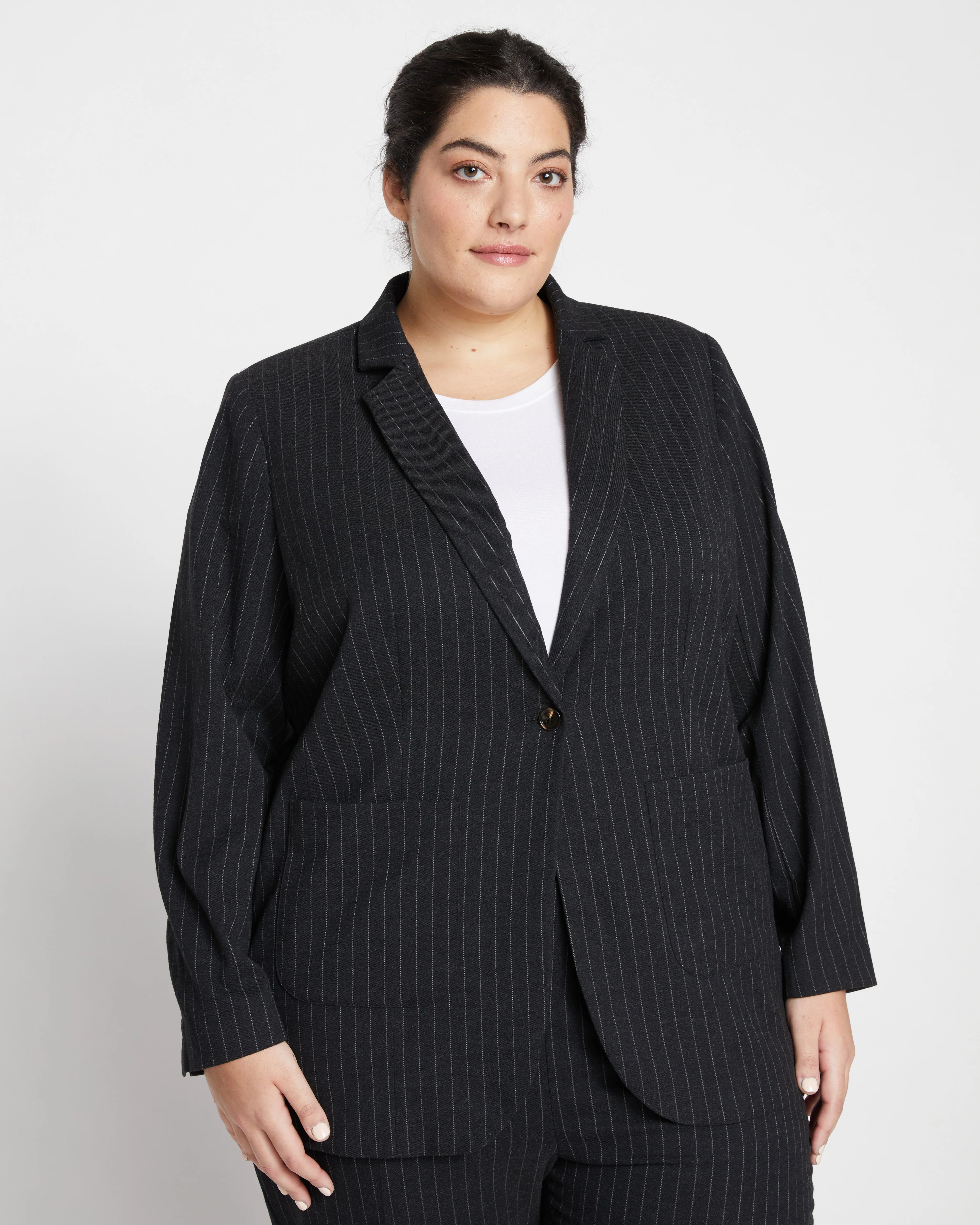 The Pinstripe Blazer - Graphite - Image 2