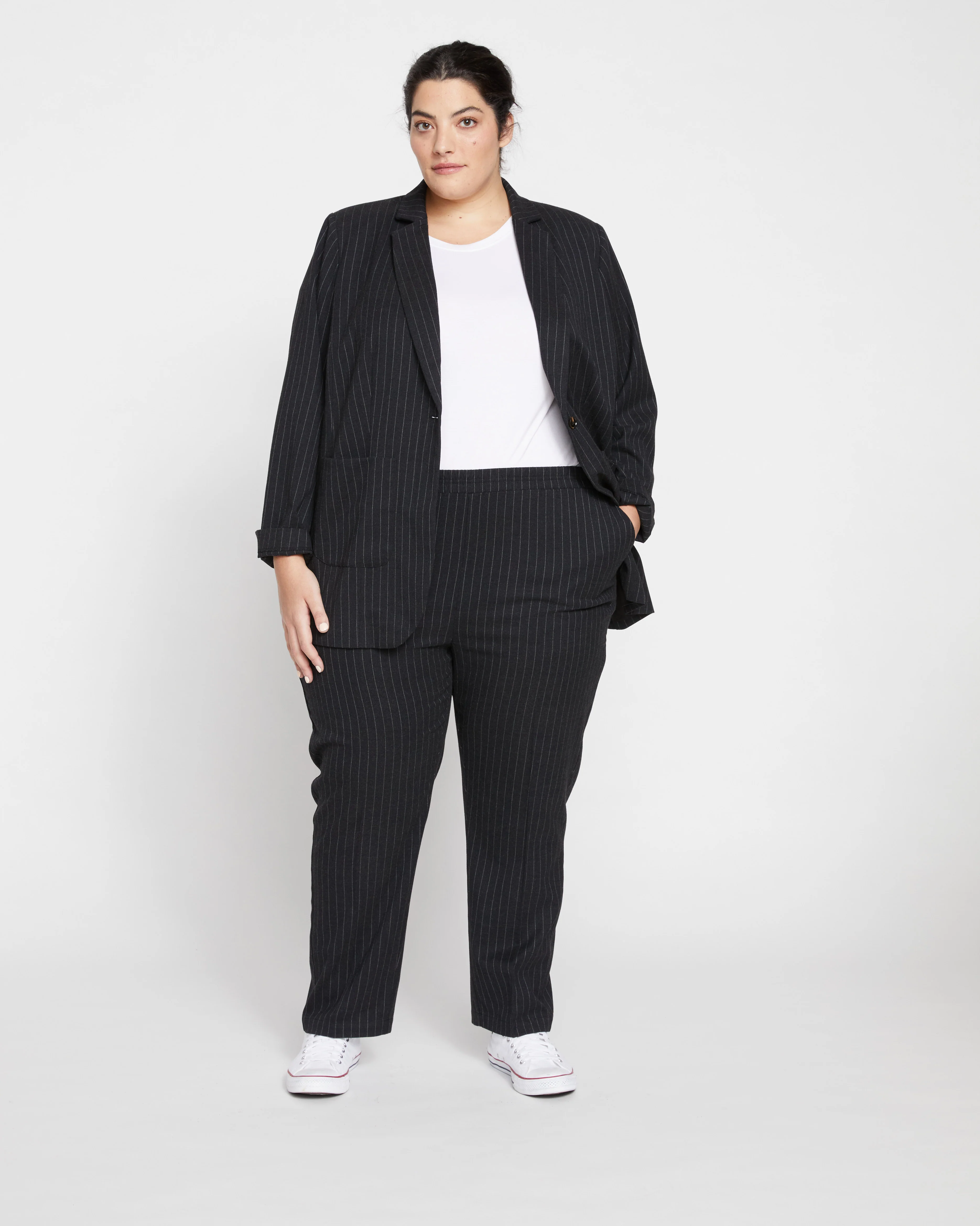 The Pinstripe Blazer - Graphite - Image 3