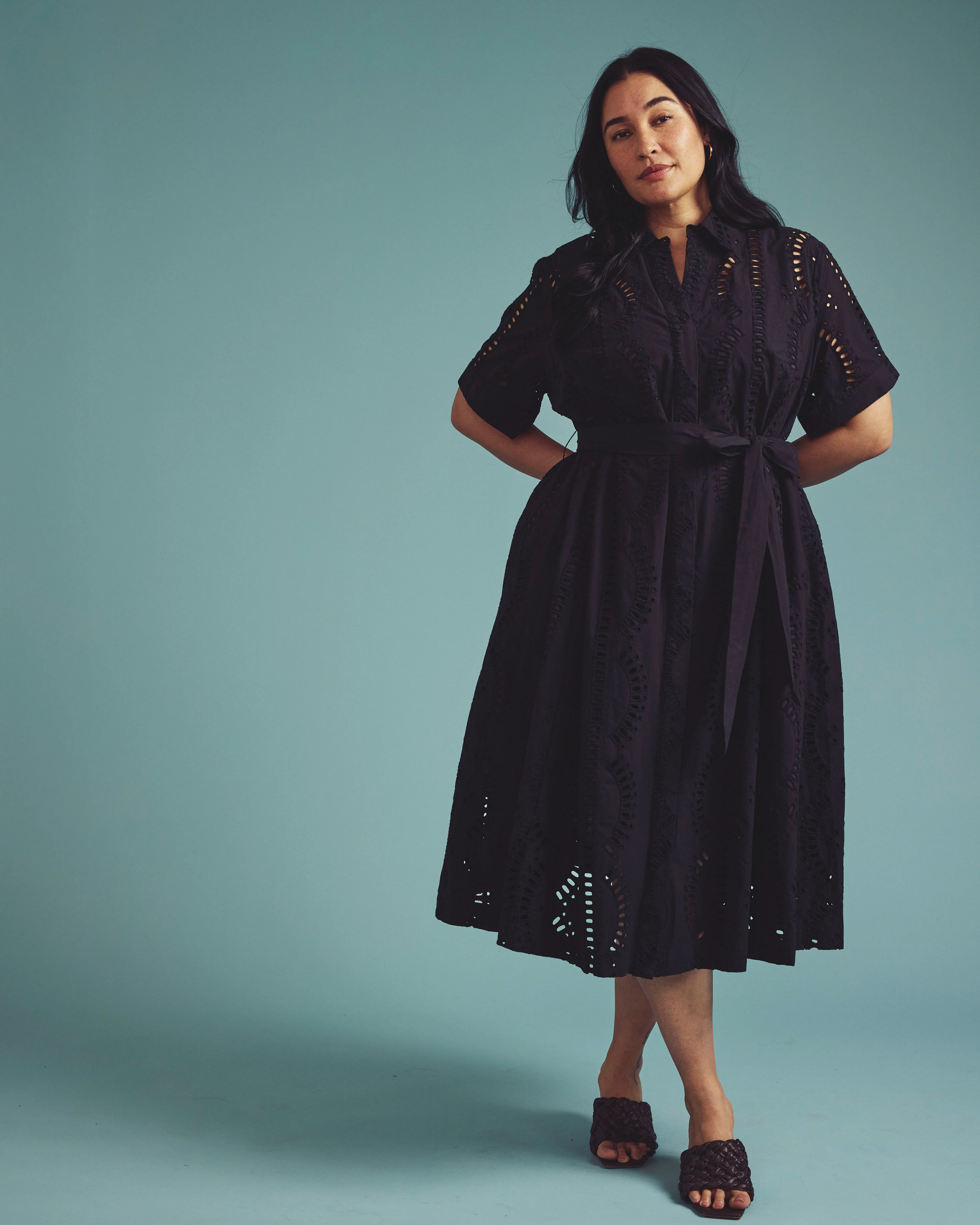 Tina Cotton Poplin Shirtdress - Black - Image 3