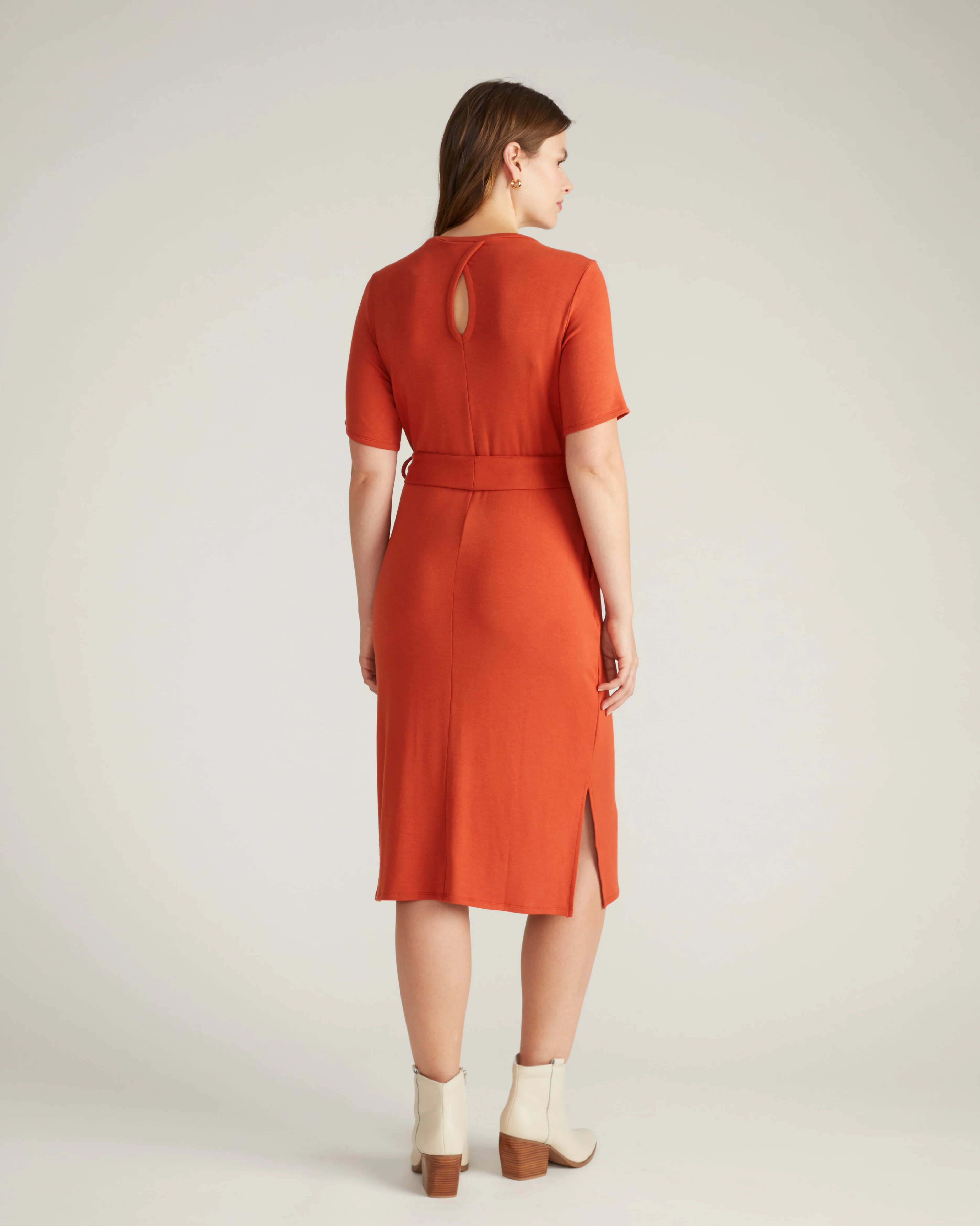 TravelKnit Belted Dress - Warm Russet - Image 3