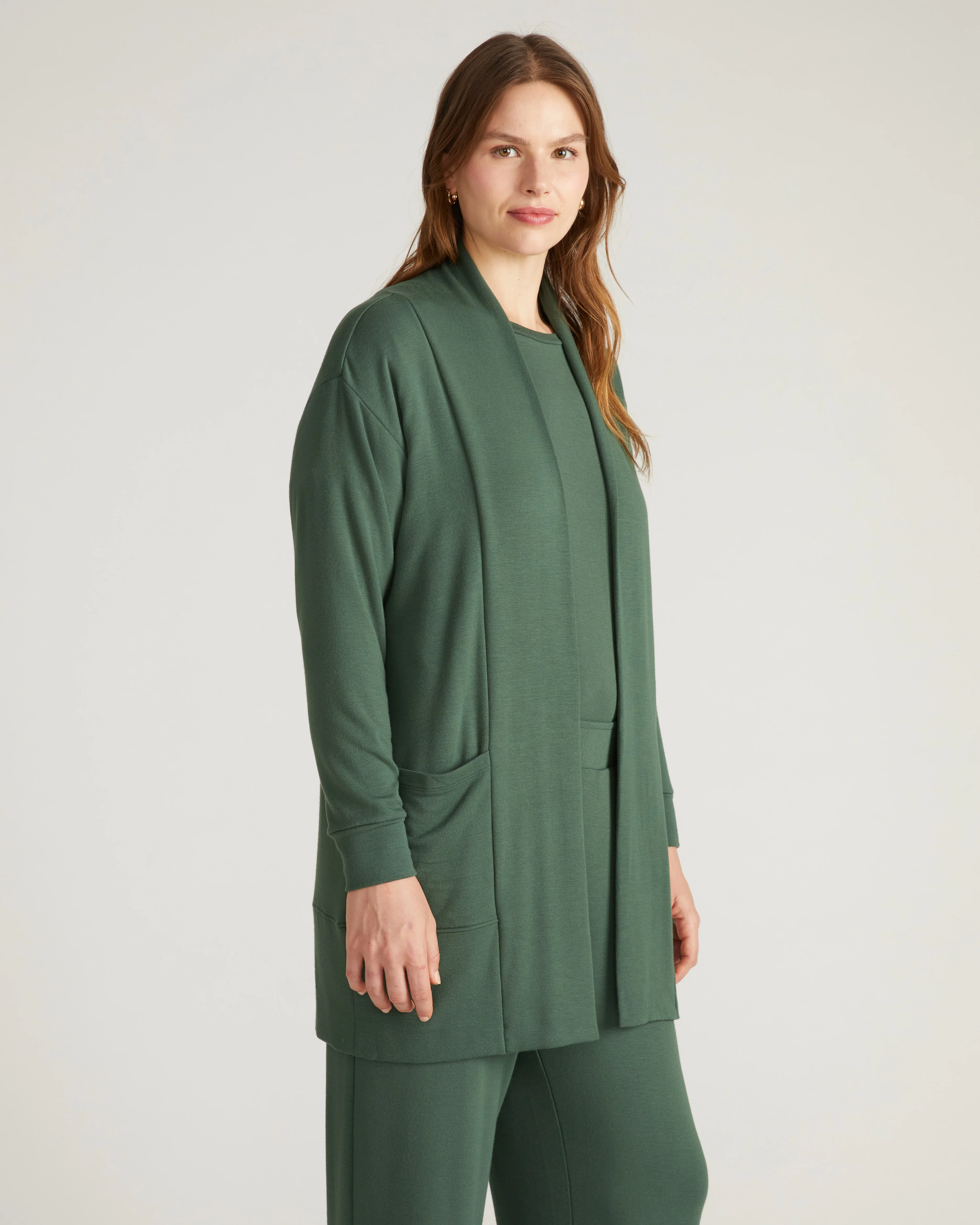 TravelKnit Minimalist Cardigan - Conifer - Image 2
