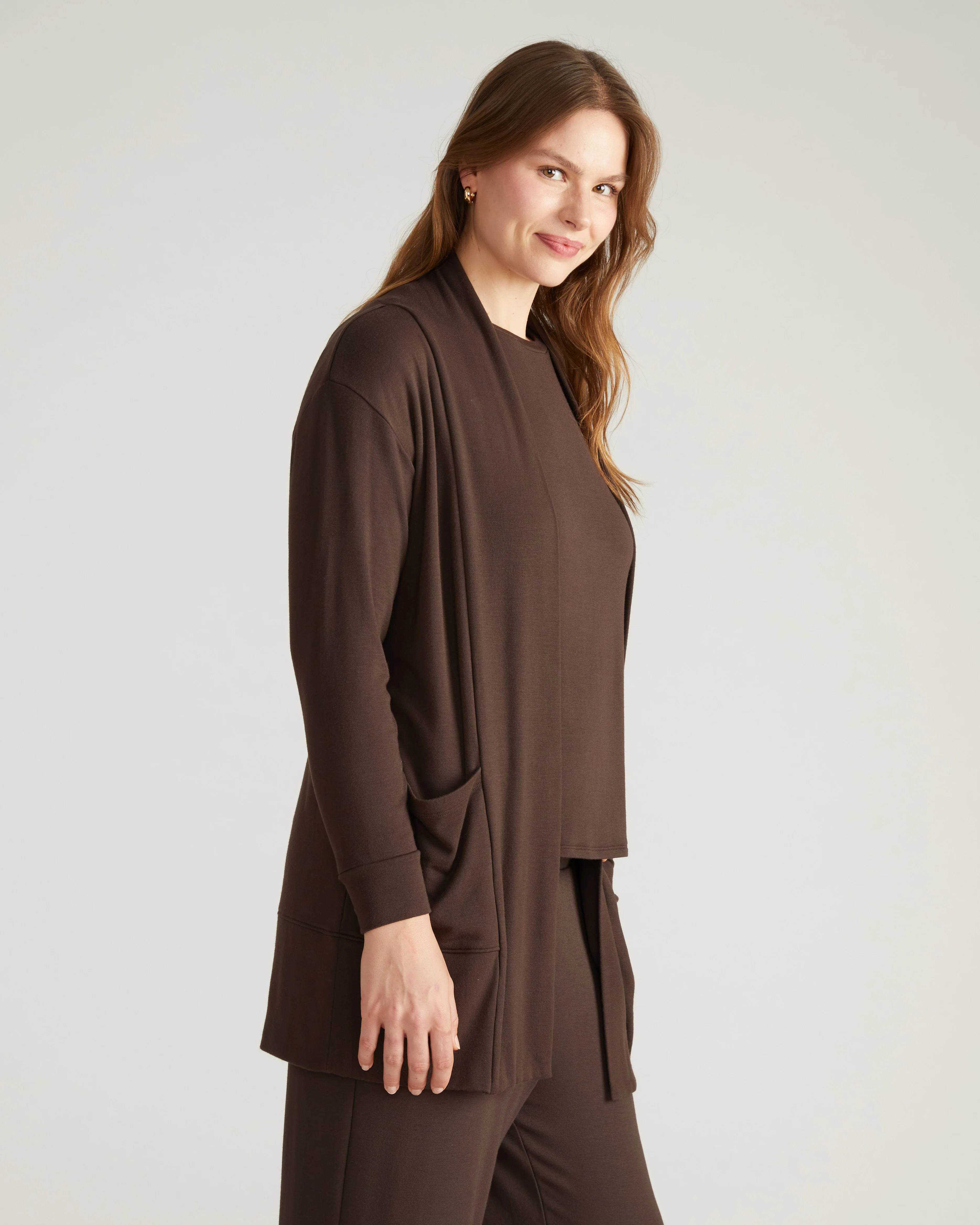 TravelKnit Minimalist Cardigan - Espresso - Image 2