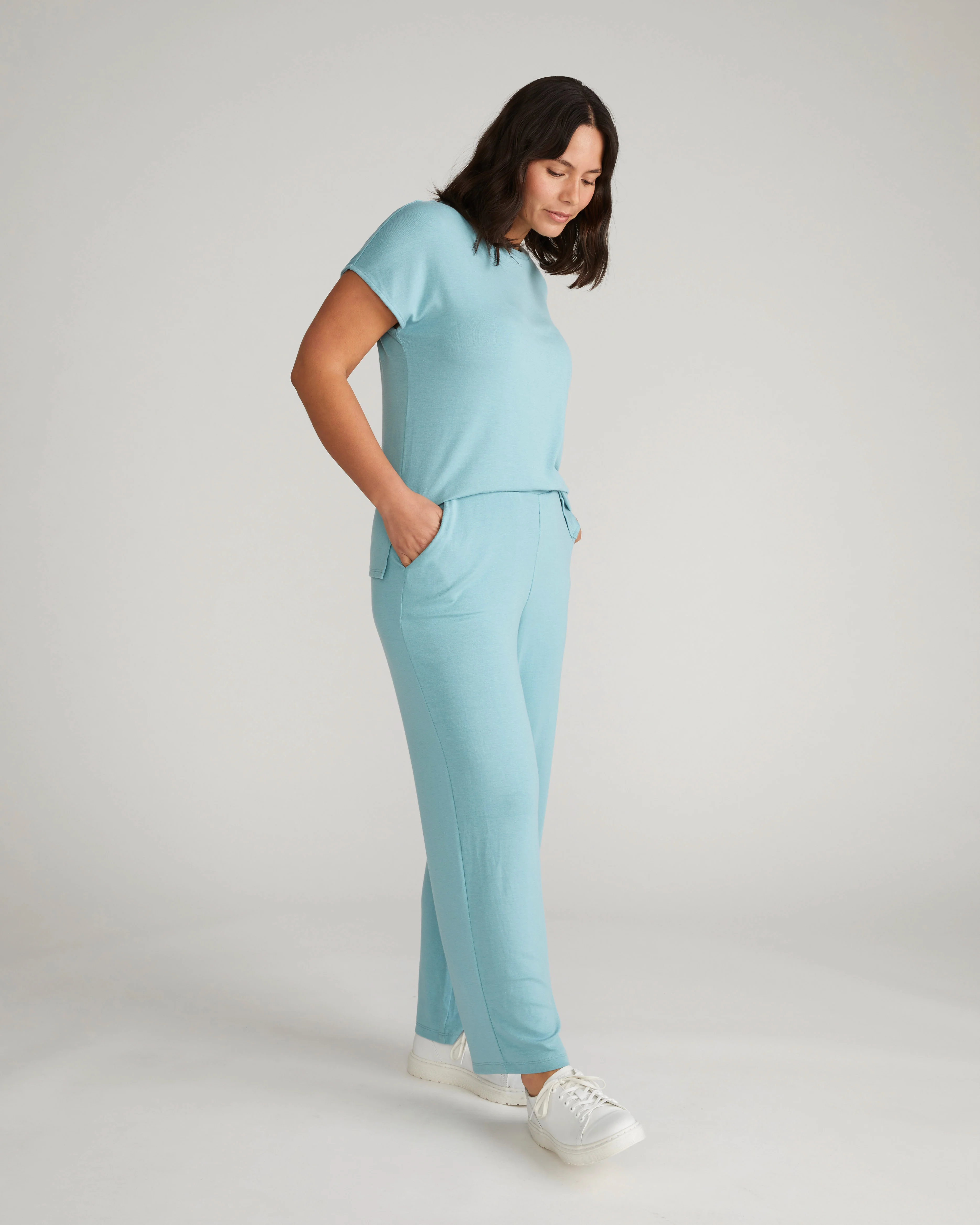 TravelKnit Relaxed Pants - Cameo Blue - Image 4